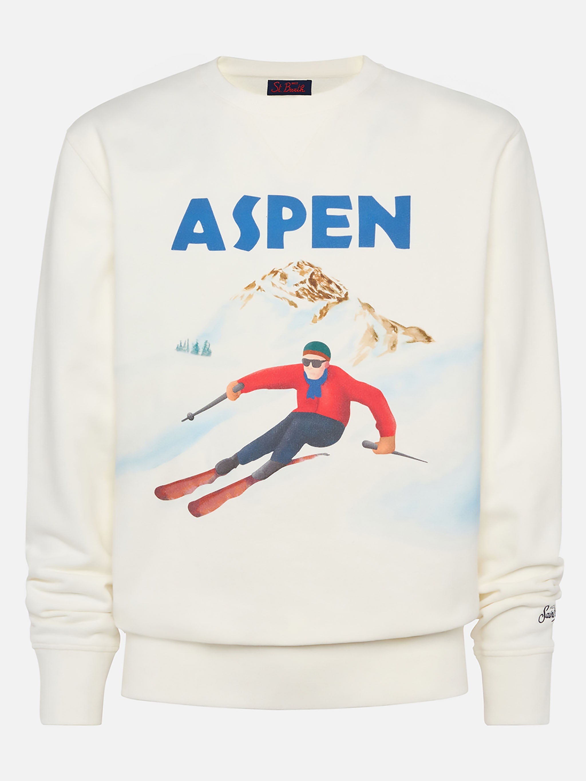 Cotton Fleece Sweatshirt Soho With Aspen Postcard Print White