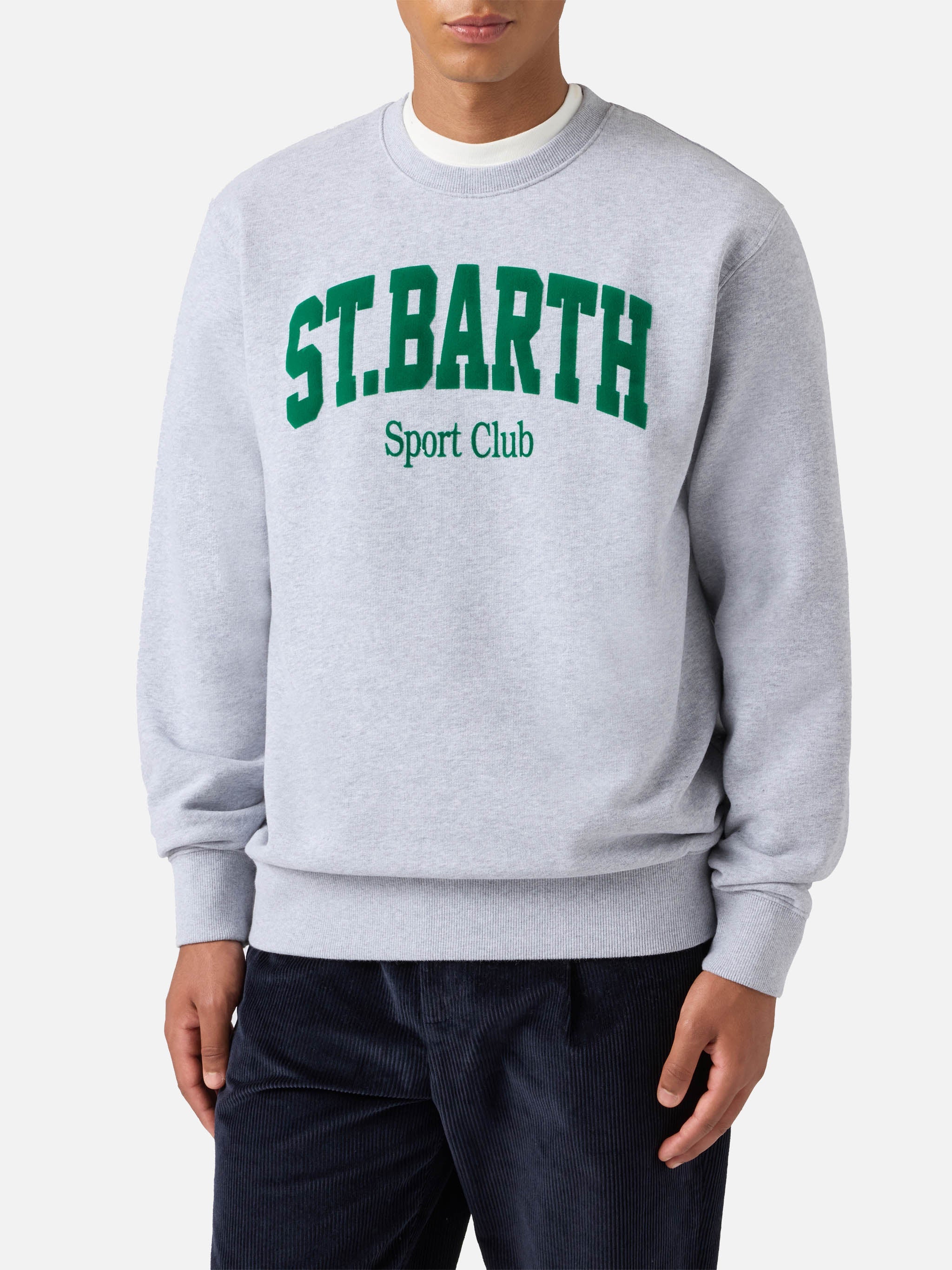 Soho Cotton Sweatshirt Grey Melange With Flock St. Barth Sport Club Print