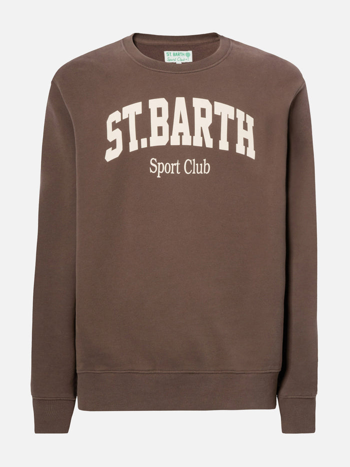 Soho Cotton Sweatshirt Brown With St. Barth Sport Club Print