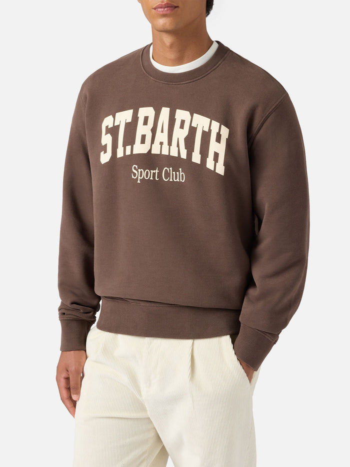 Soho Cotton Sweatshirt Brown With St. Barth Sport Club Print