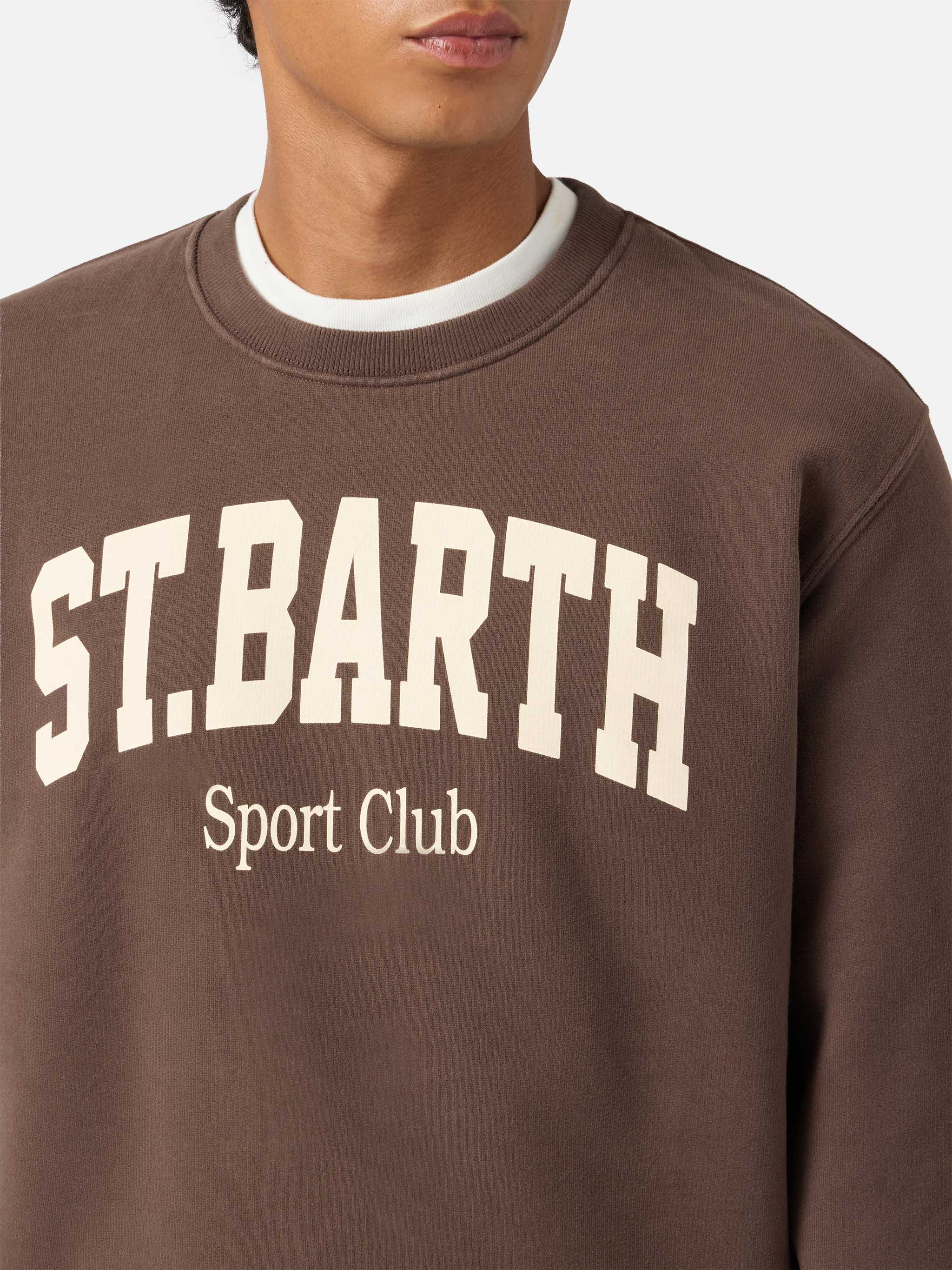 Soho Cotton Sweatshirt Brown With St. Barth Sport Club Print