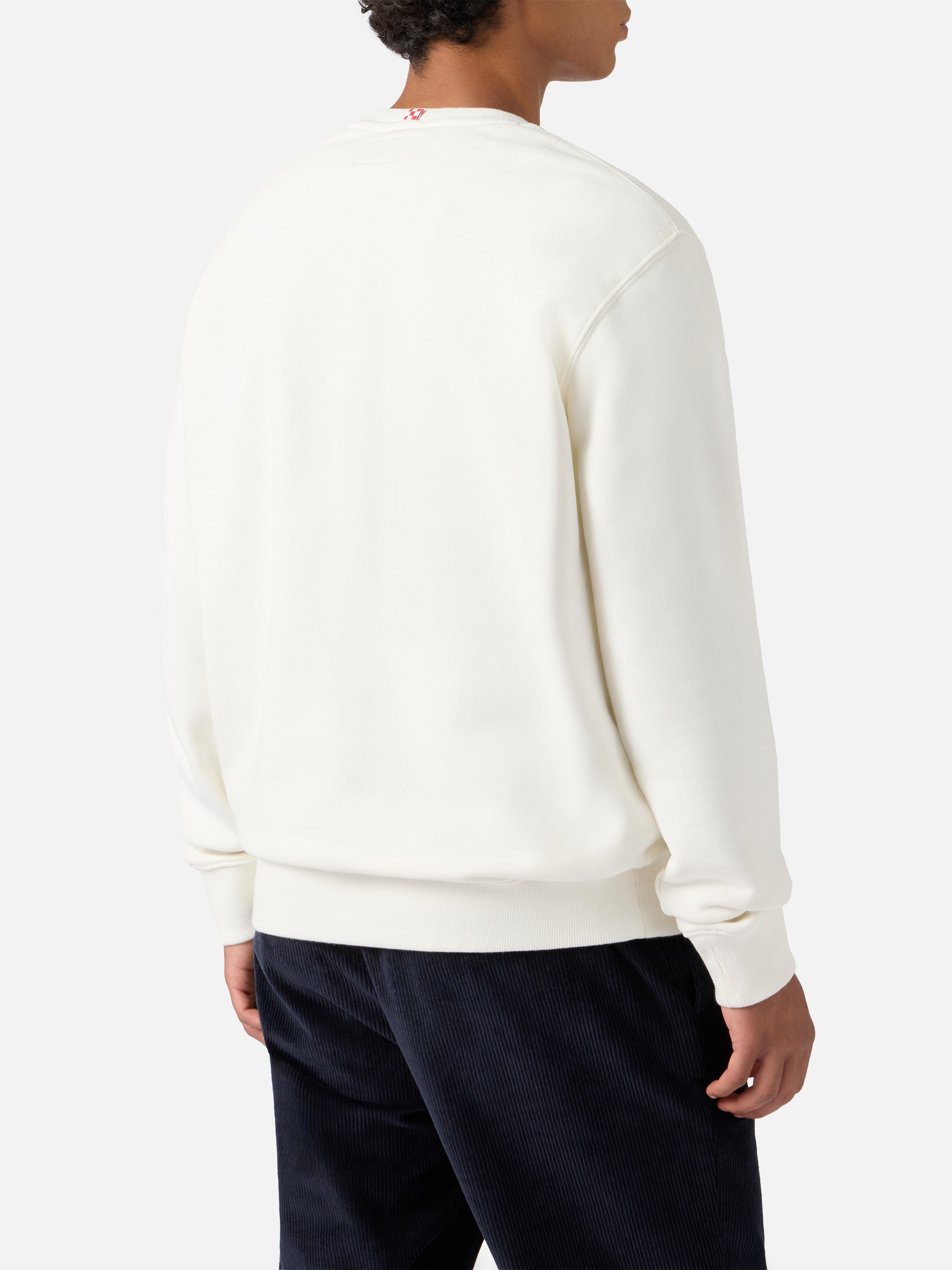 Soho Cotton Sweatshirt White With Flock St. Barth Sport Club Print