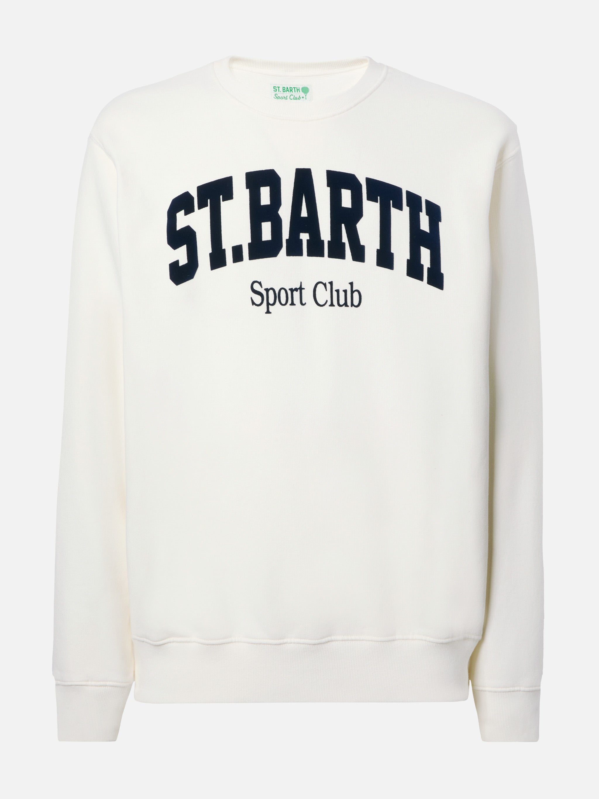 Soho Cotton Sweatshirt White With Flock St. Barth Sport Club Print