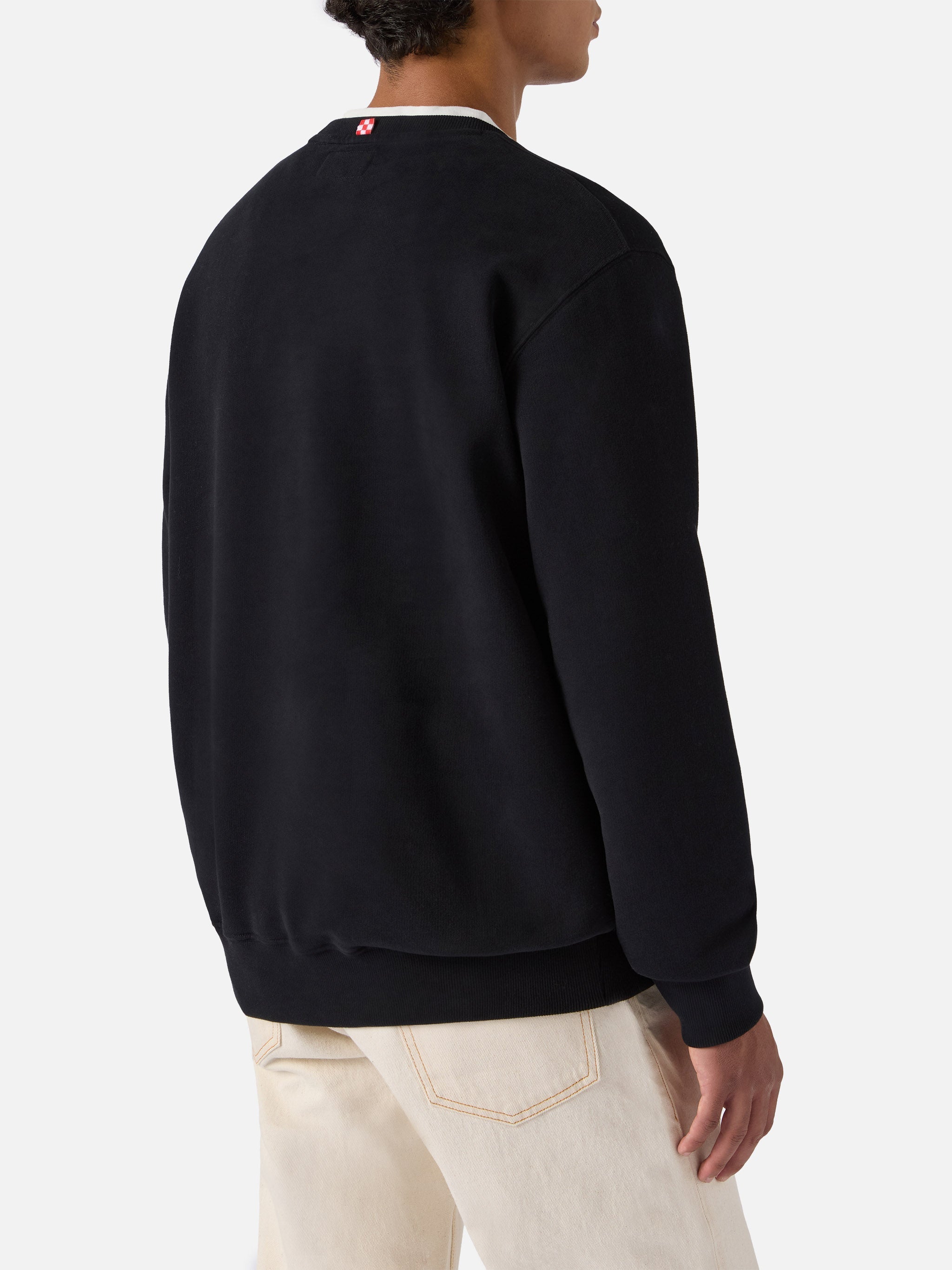 Soho Cotton Sweatshirt Black With St. Barth Sport Club Print