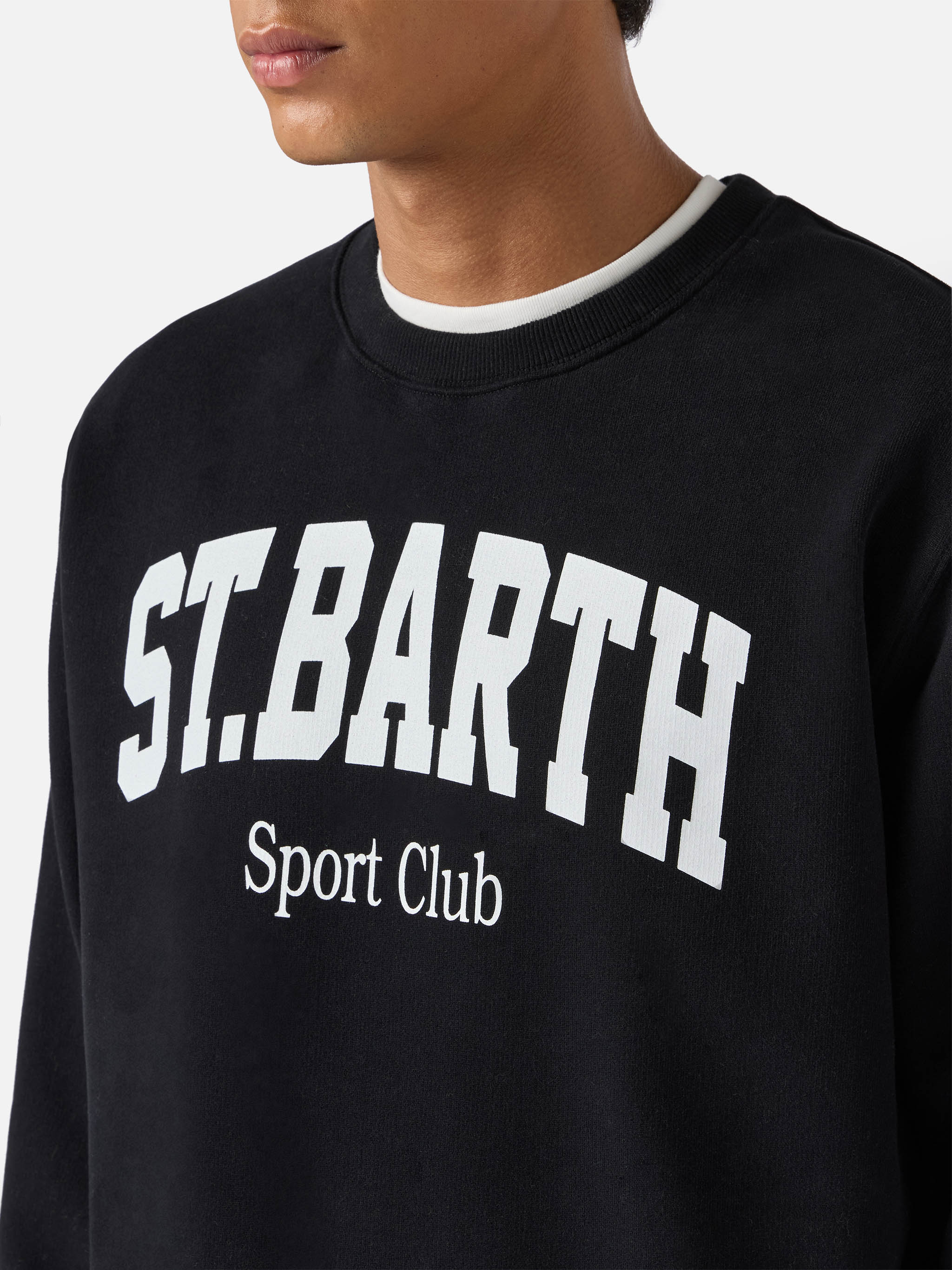 Soho Cotton Sweatshirt Black With St. Barth Sport Club Print