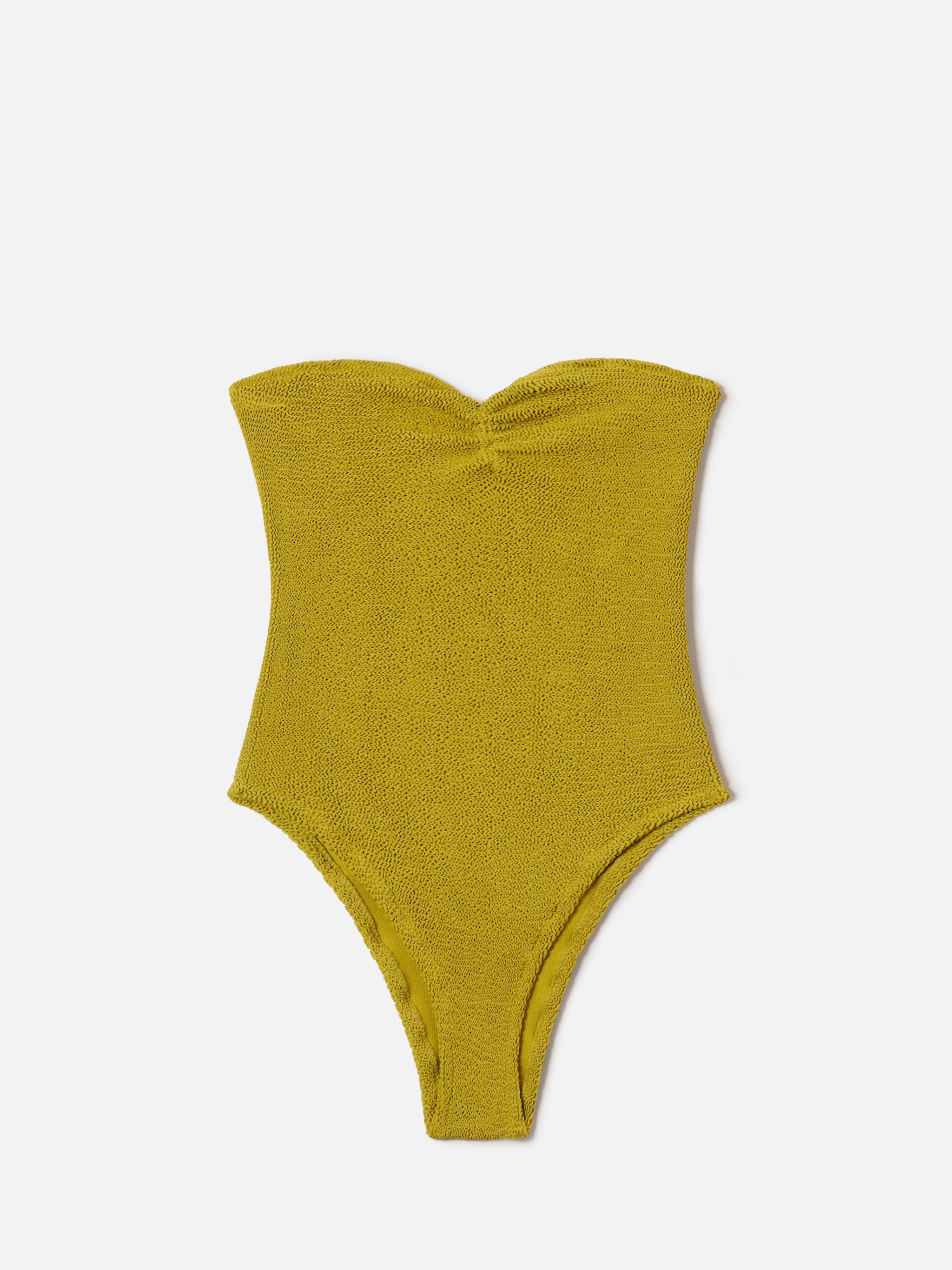 Soleil Bandeau One-Piece Swimsuit Pistachio Green Crinkle Fabric One Piece