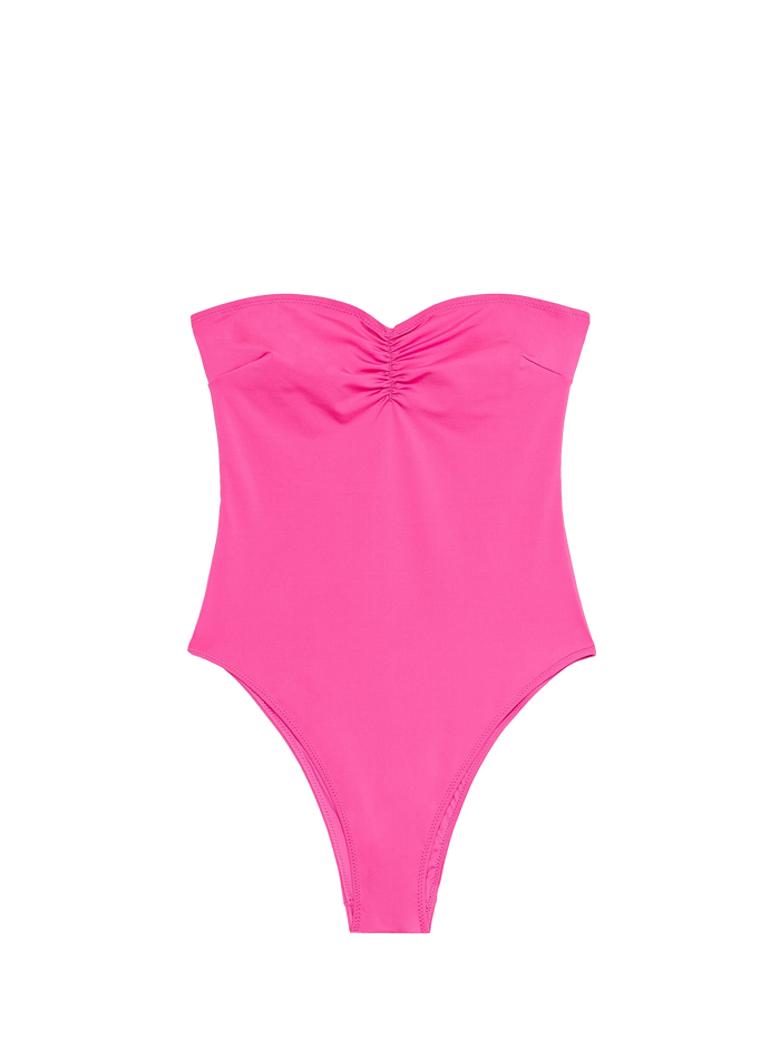 Soleil Fuchsia Strapless One-Piece Swimsuit Pink One Piece