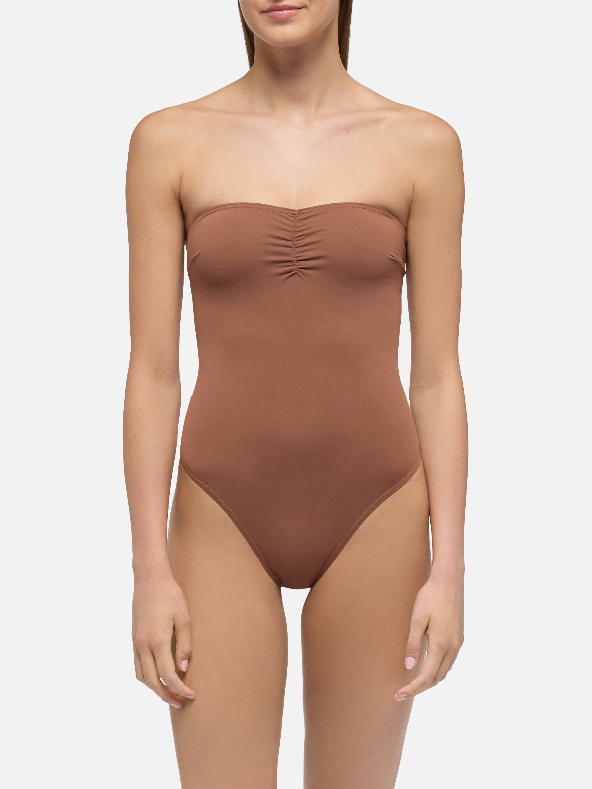 Soleil Brown Strapless One-Piece Swimsuit One Piece