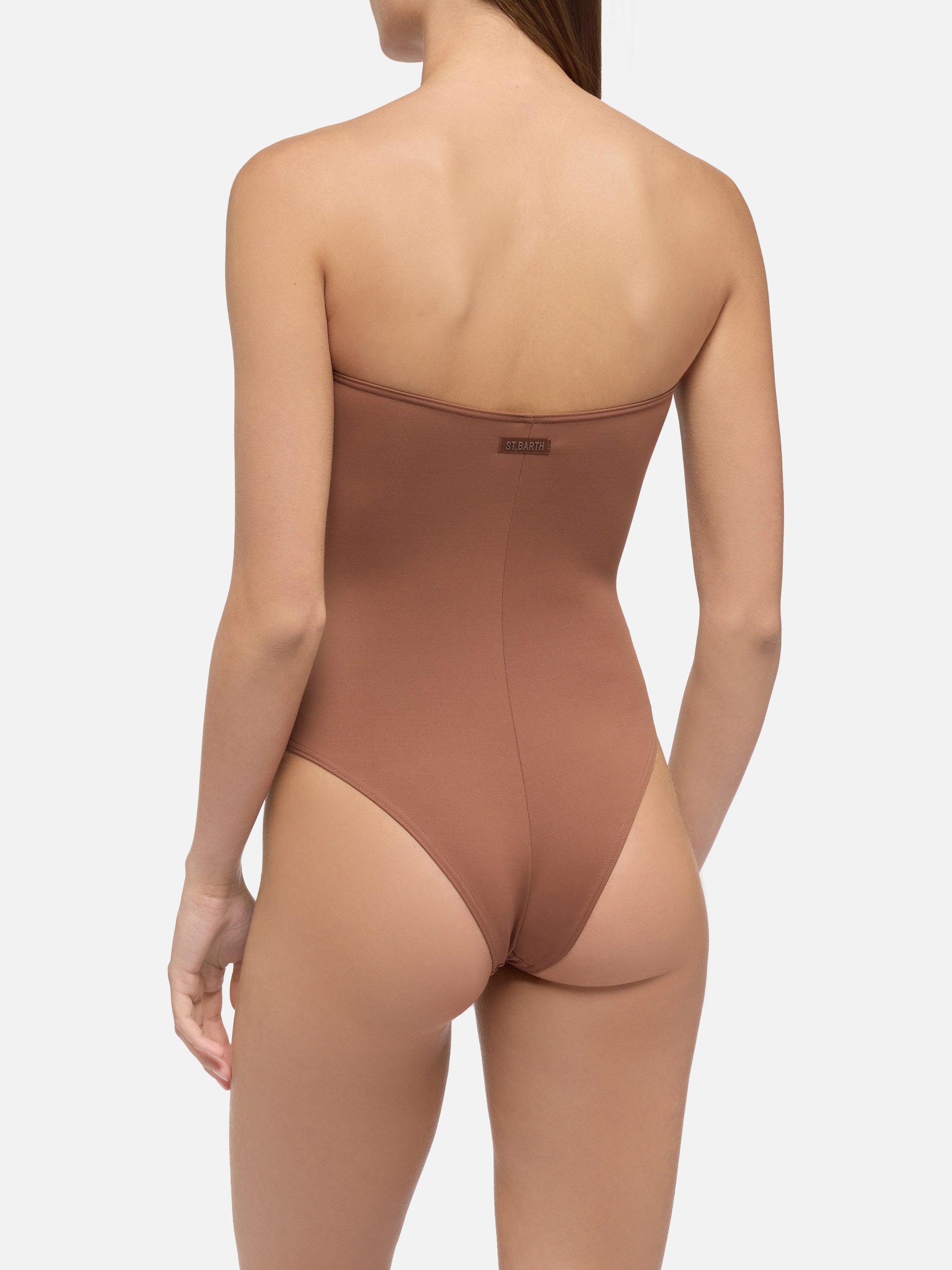 Soleil Brown Strapless One-Piece Swimsuit One Piece