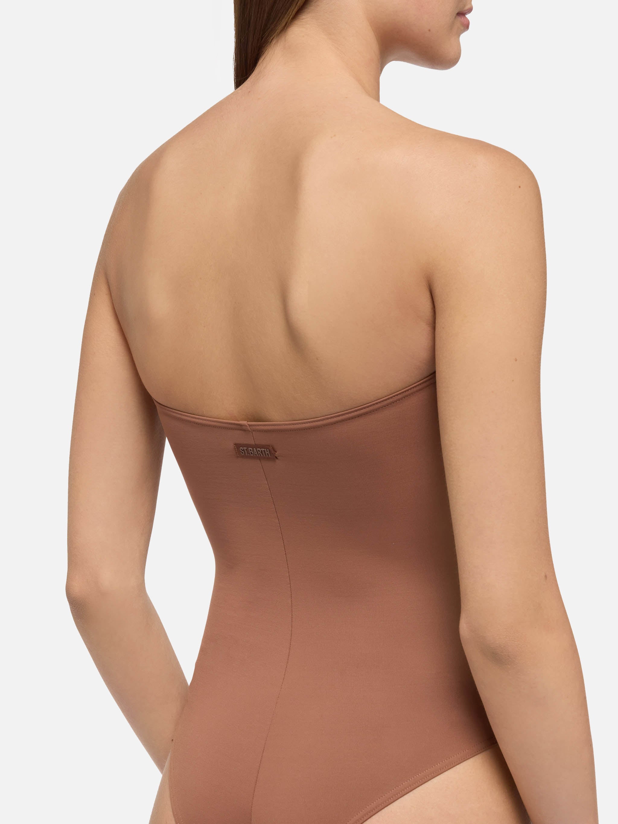 Soleil Brown Strapless One-Piece Swimsuit One Piece