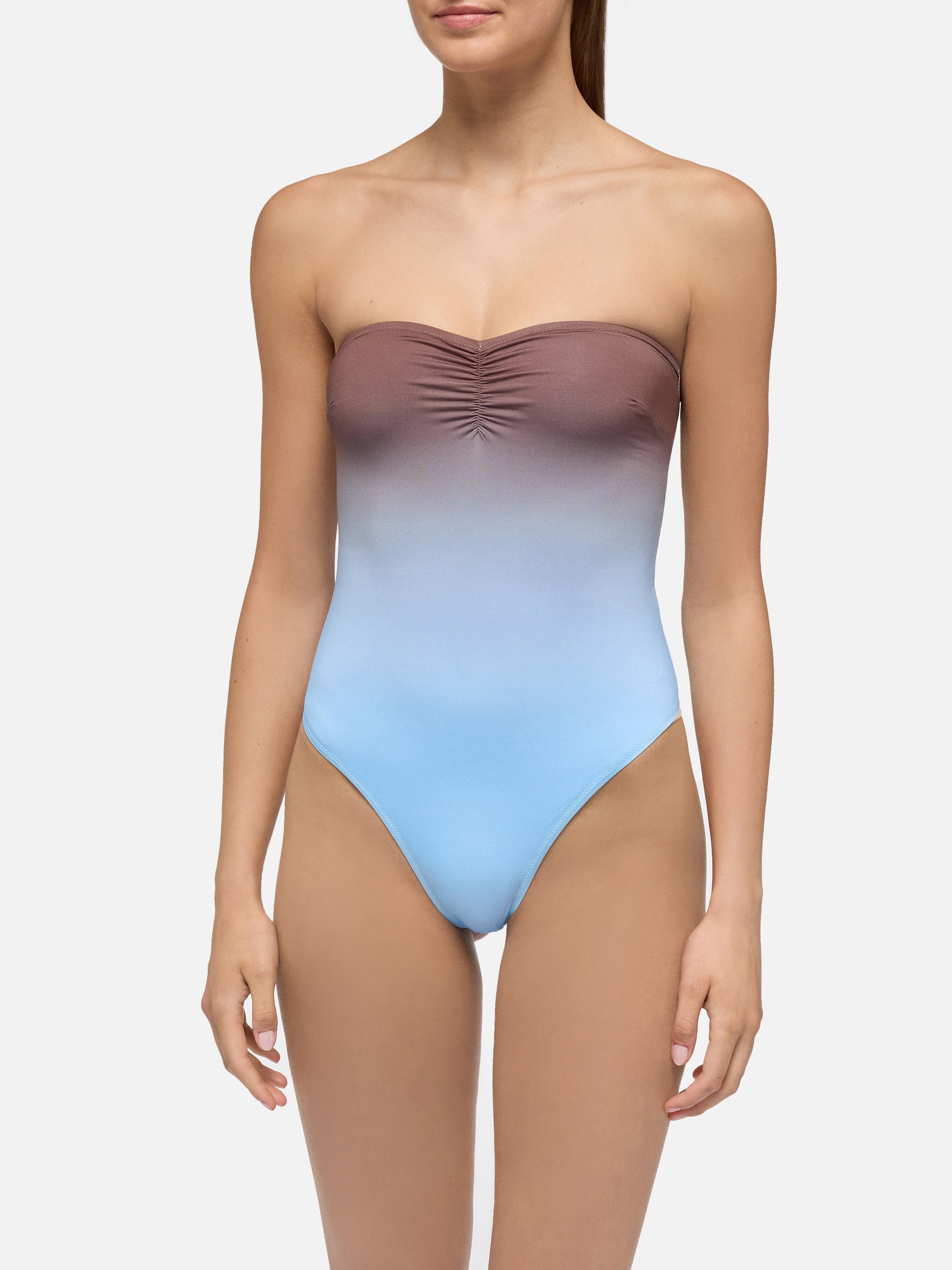 Soleil Strapless One-Piece Swimsuit With Gradient Print Sky One Piece