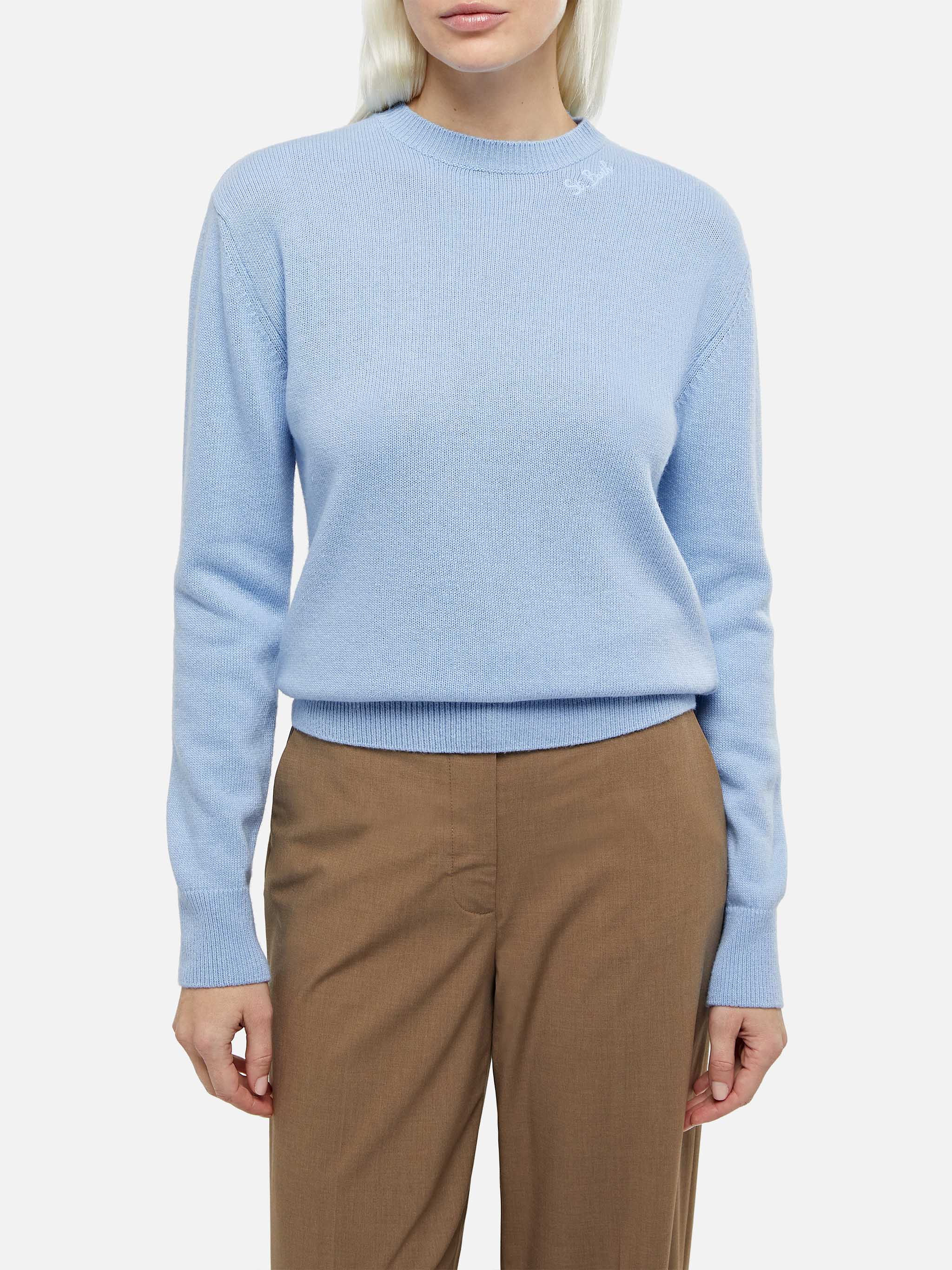 Sorbonne Light Blue Cashmere Blend Cable Knit Sweater Sky