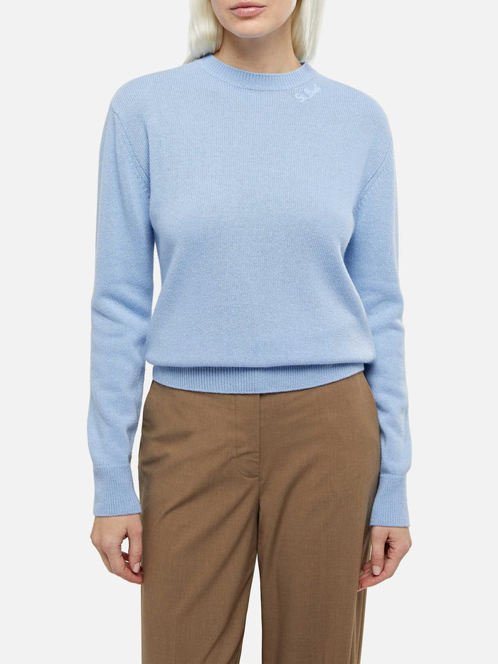 Sorbonne Light Blue Cashmere Blend Cable Knit Sweater Sky