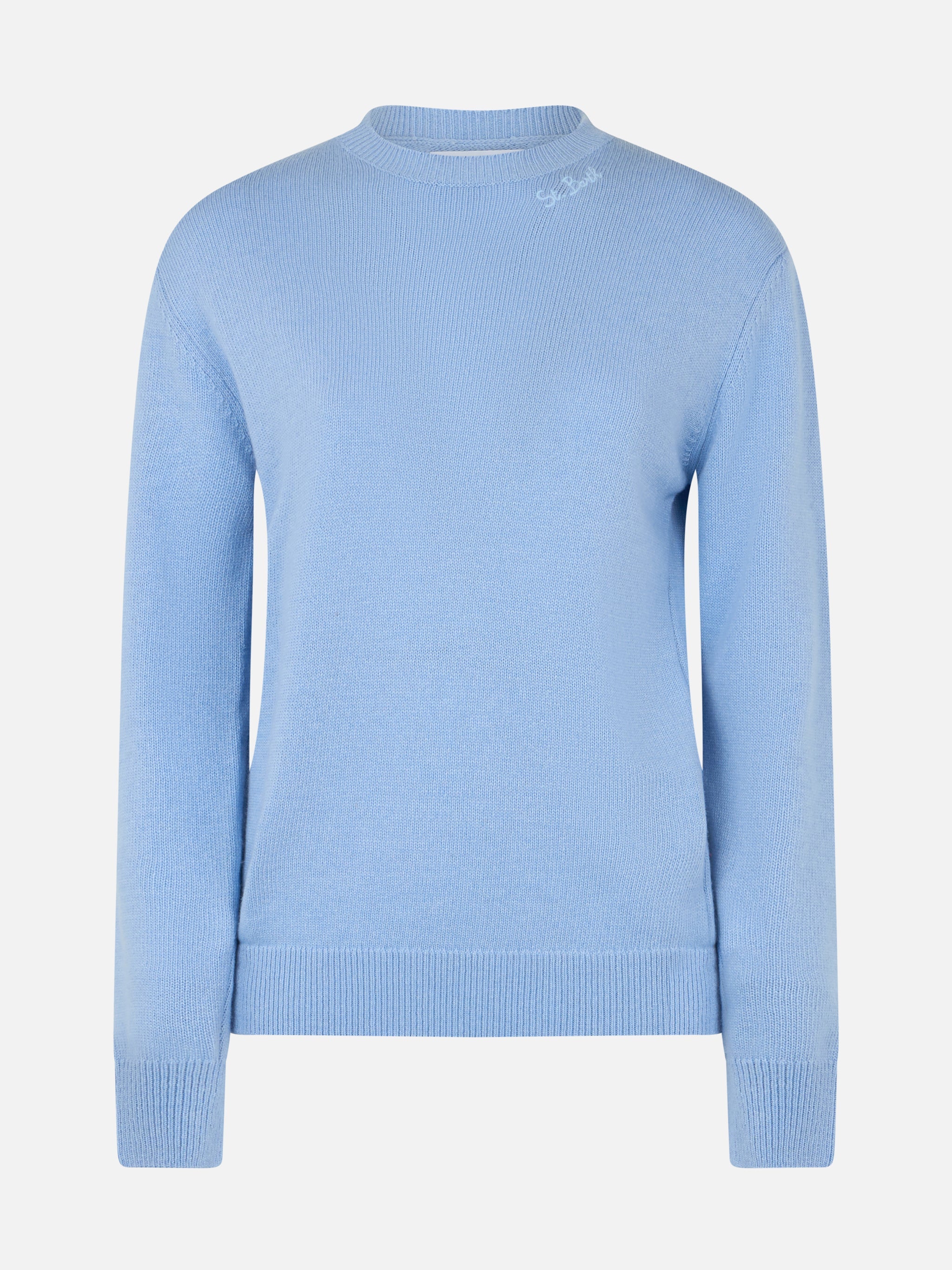 Sorbonne Light Blue Cashmere Blend Cable Knit Sweater Sky