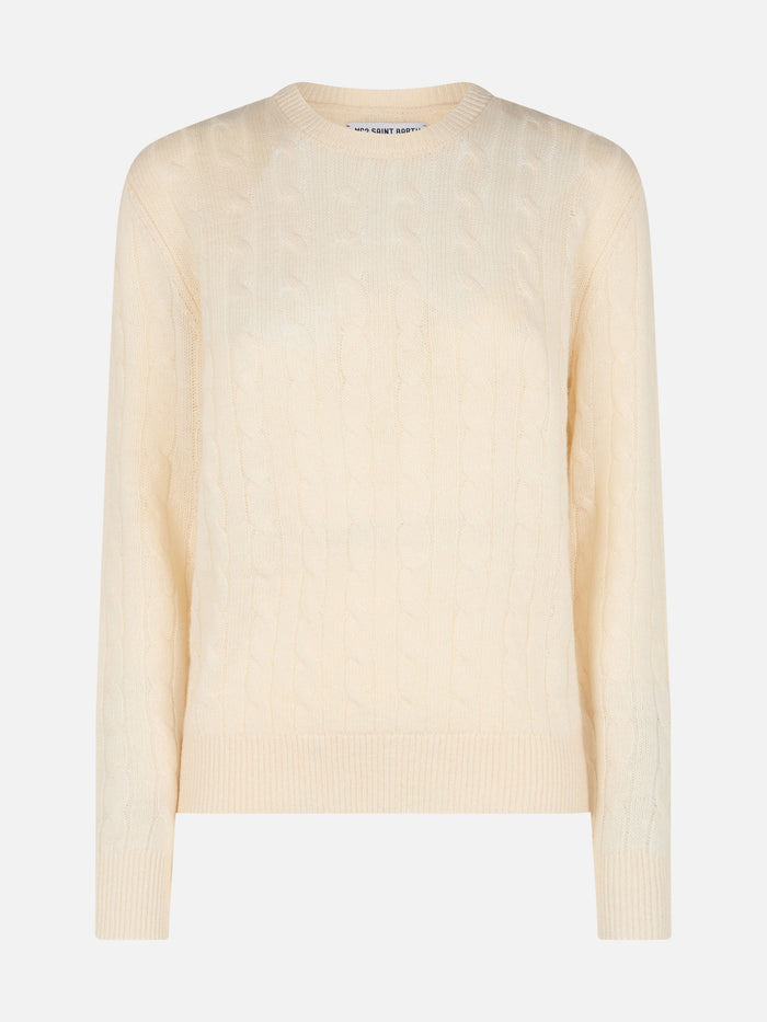 Sorbonne Off-White Cable Knit Cashmere Blend Sweater