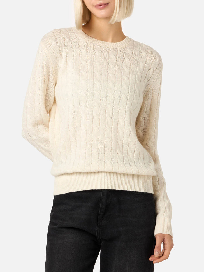 Sorbonne Off-White Cable Knit Cashmere Blend Sweater