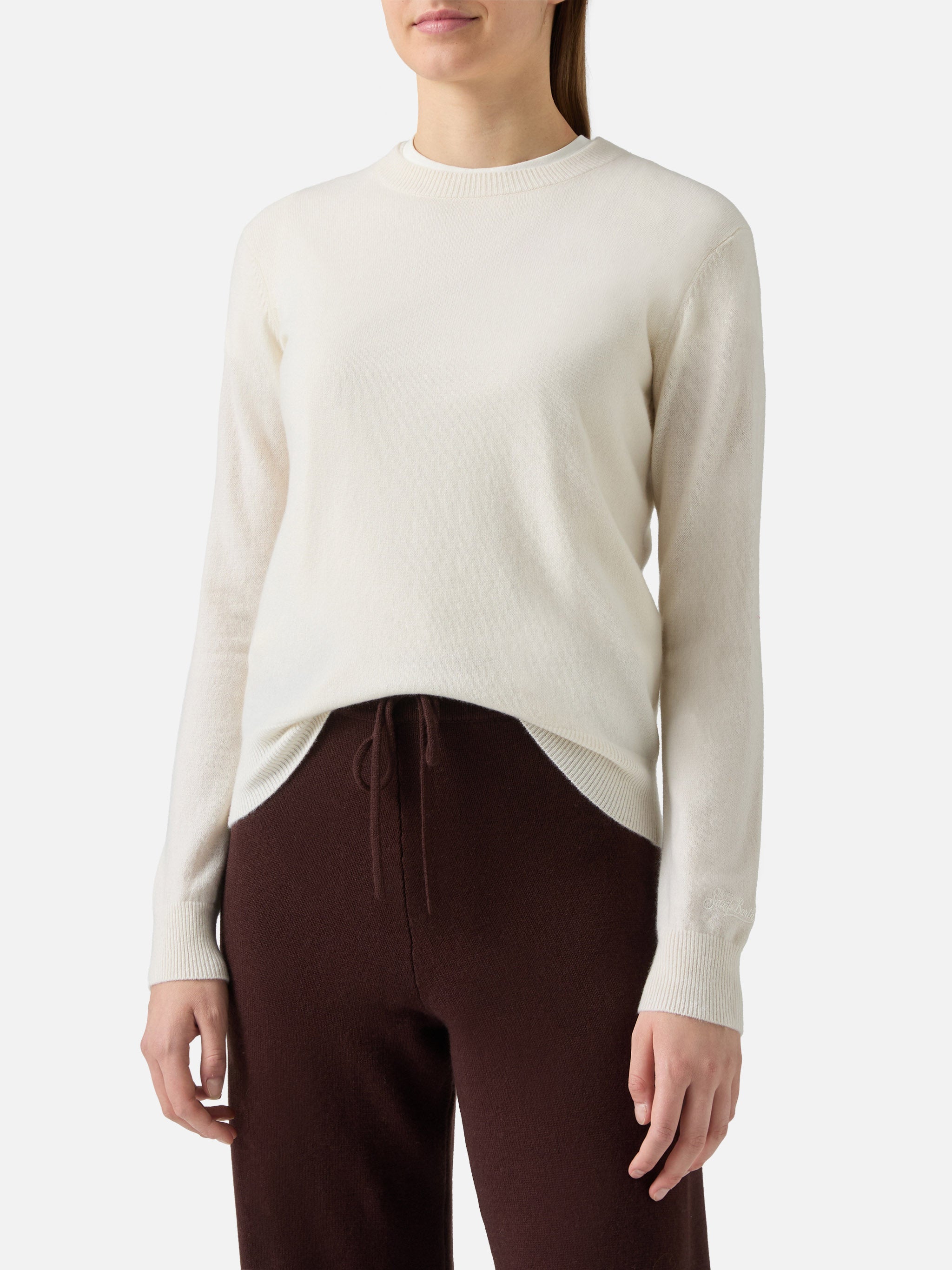 Cashmere Sorbonne Sweater White