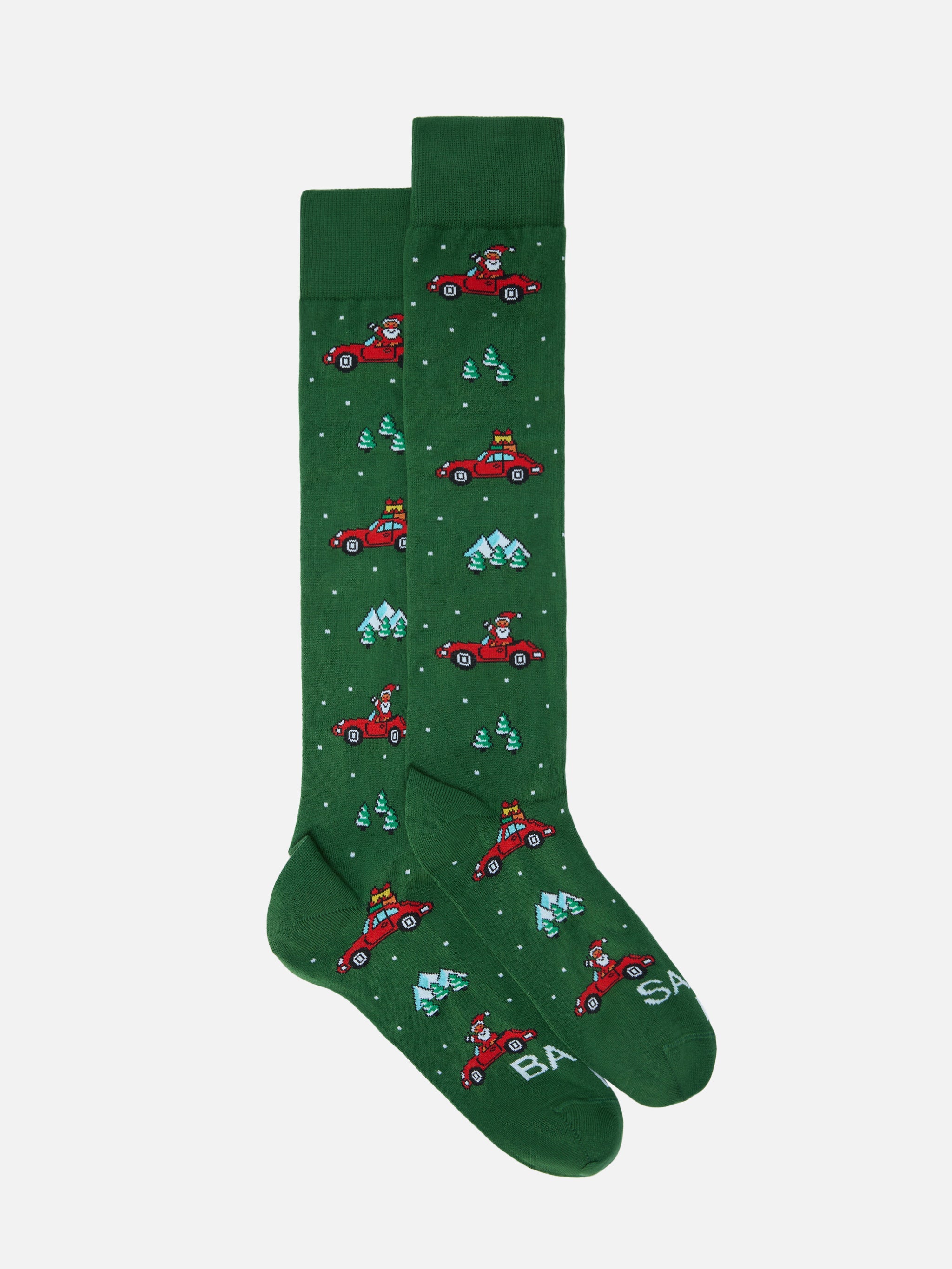 Sox Socks Cotton Blend With Santa Claus Jacquard Green