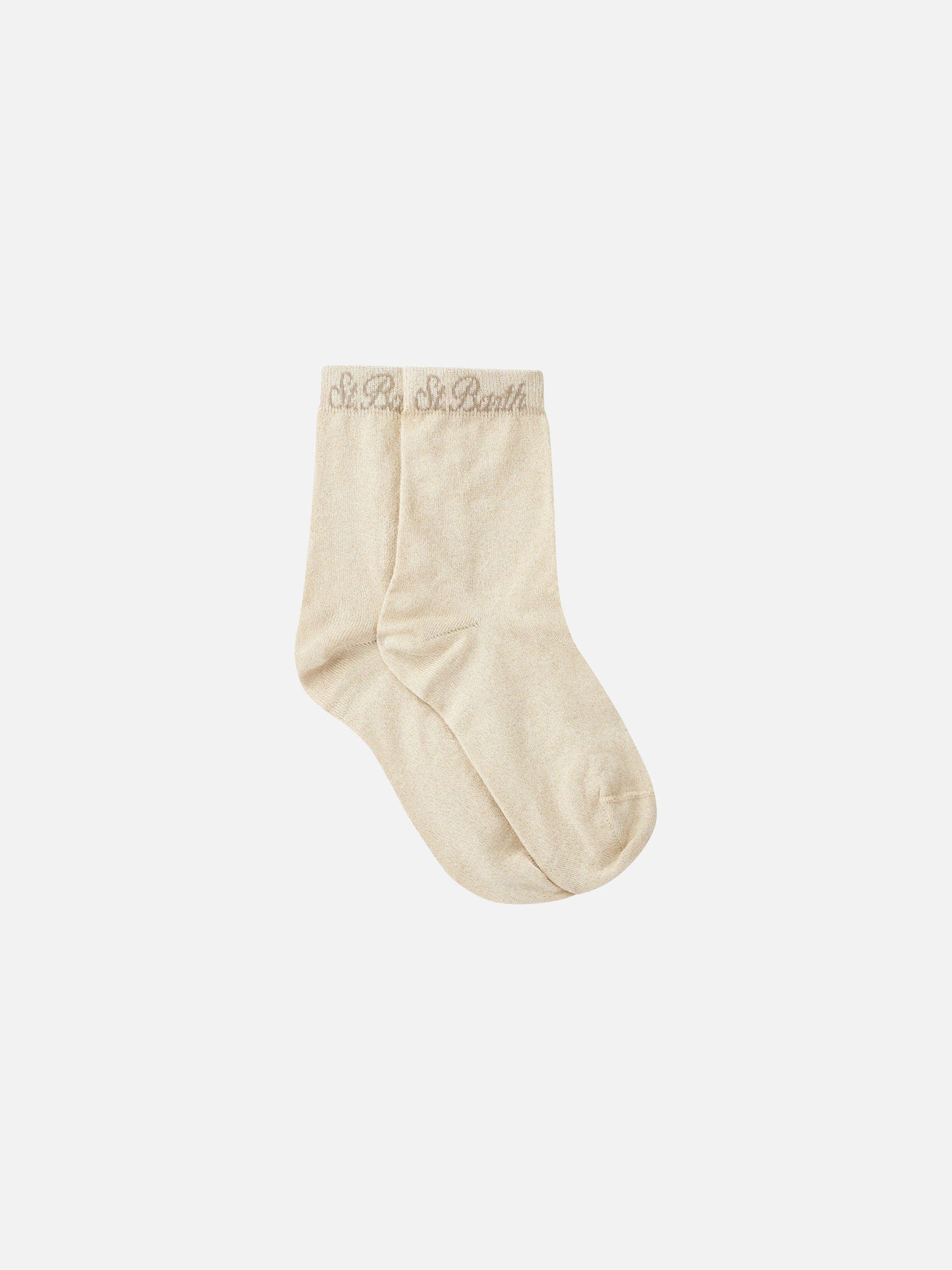 Beige Lurex Socks Brown