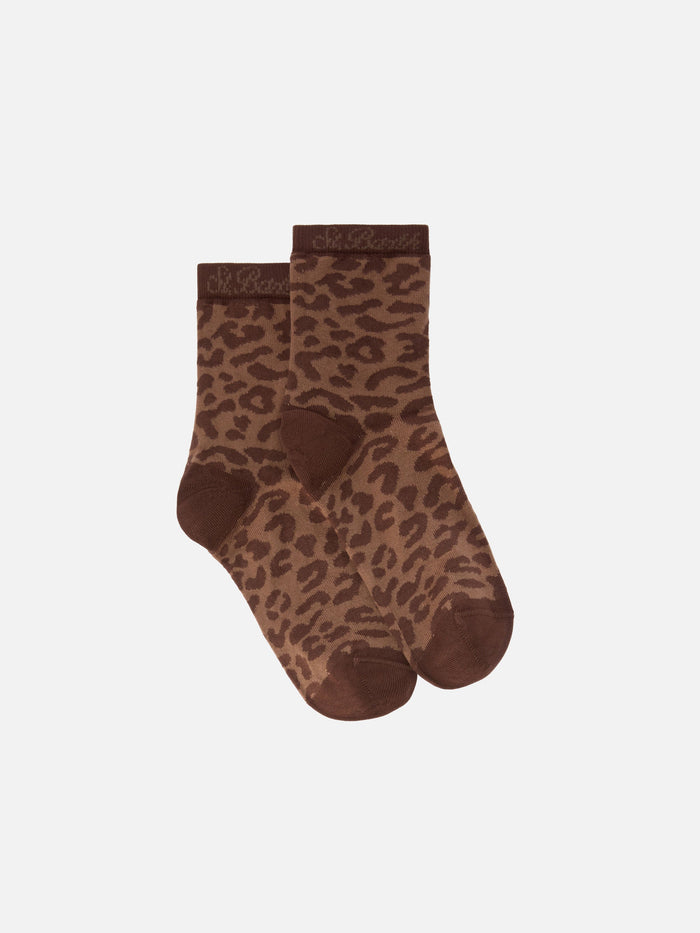 Sox Socks Leopard-Print Cotton Blend Brown