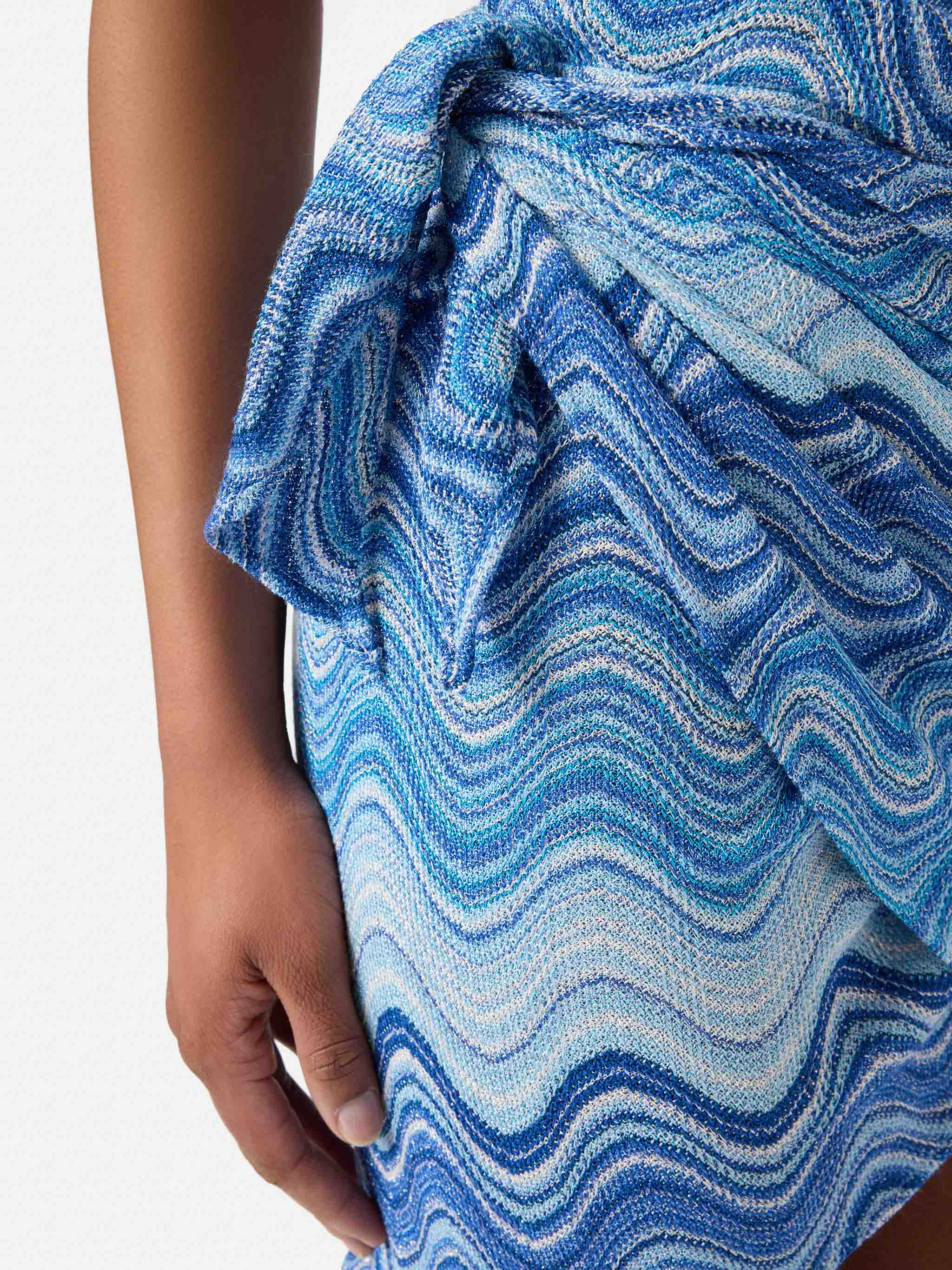 Sery Short Pareo Light Blue Degradé Raschel Fabric Sky Sarong