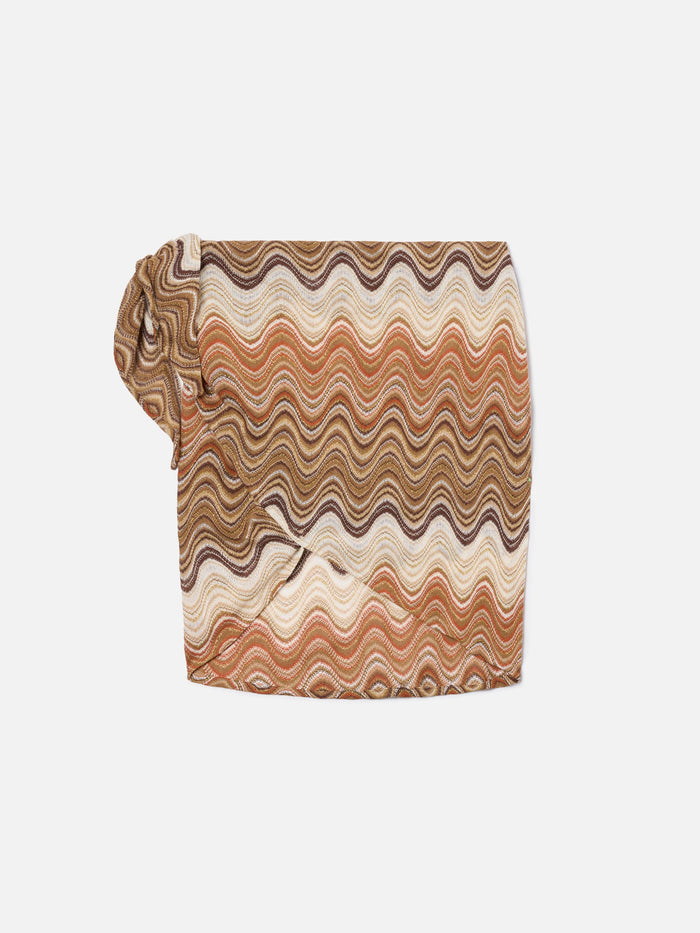 Sery Short Pareo Brown Degradé Raschel Fabric Sarong