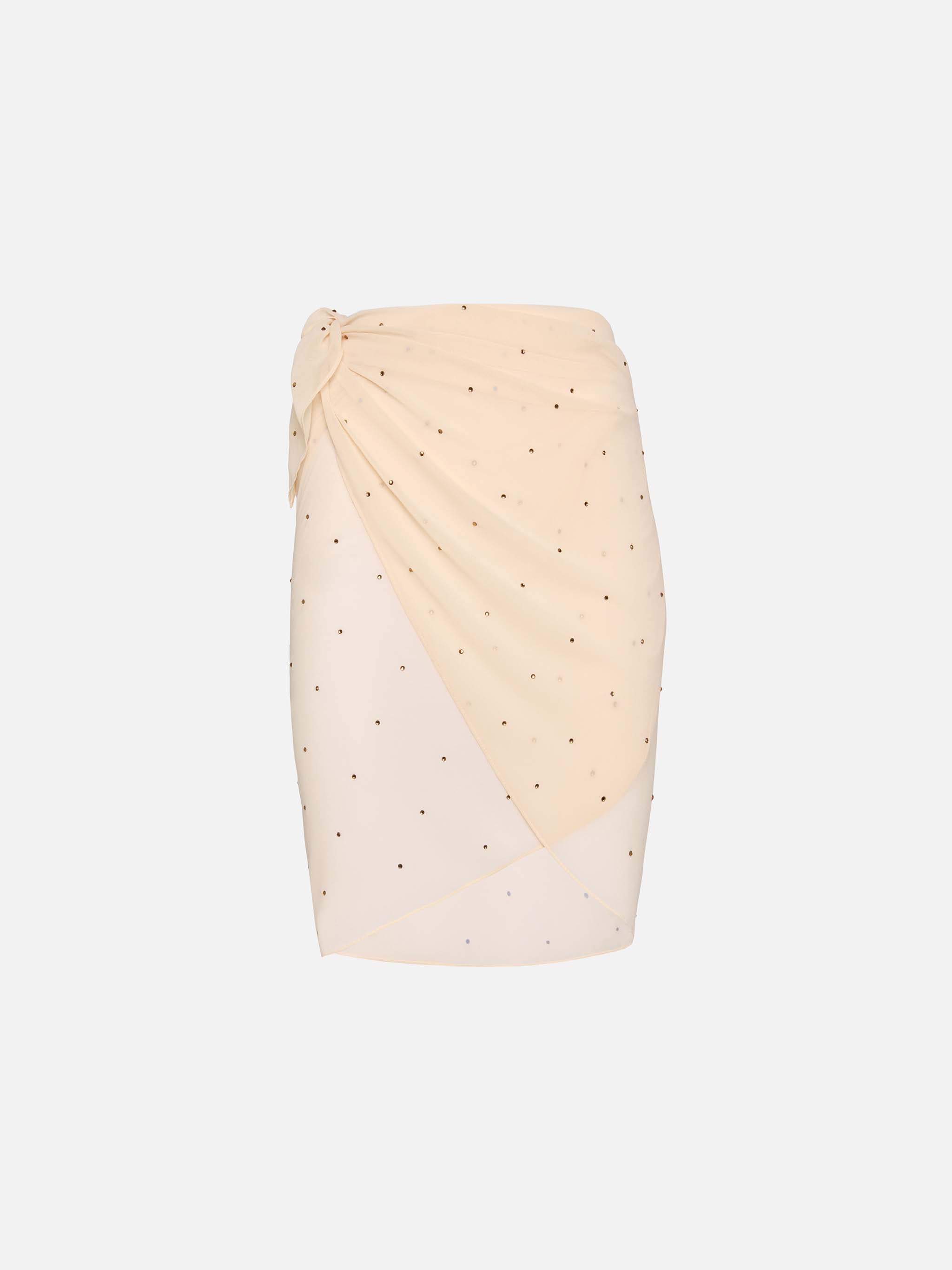 Sery Short Off-White Georgette Pareo With Rhinestone Embellishment Sarong