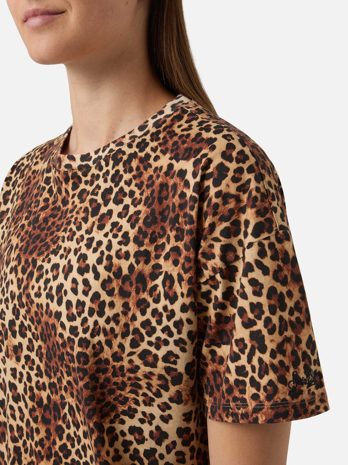 Midi Sereia Dress With All-Over Leopard Print Brown