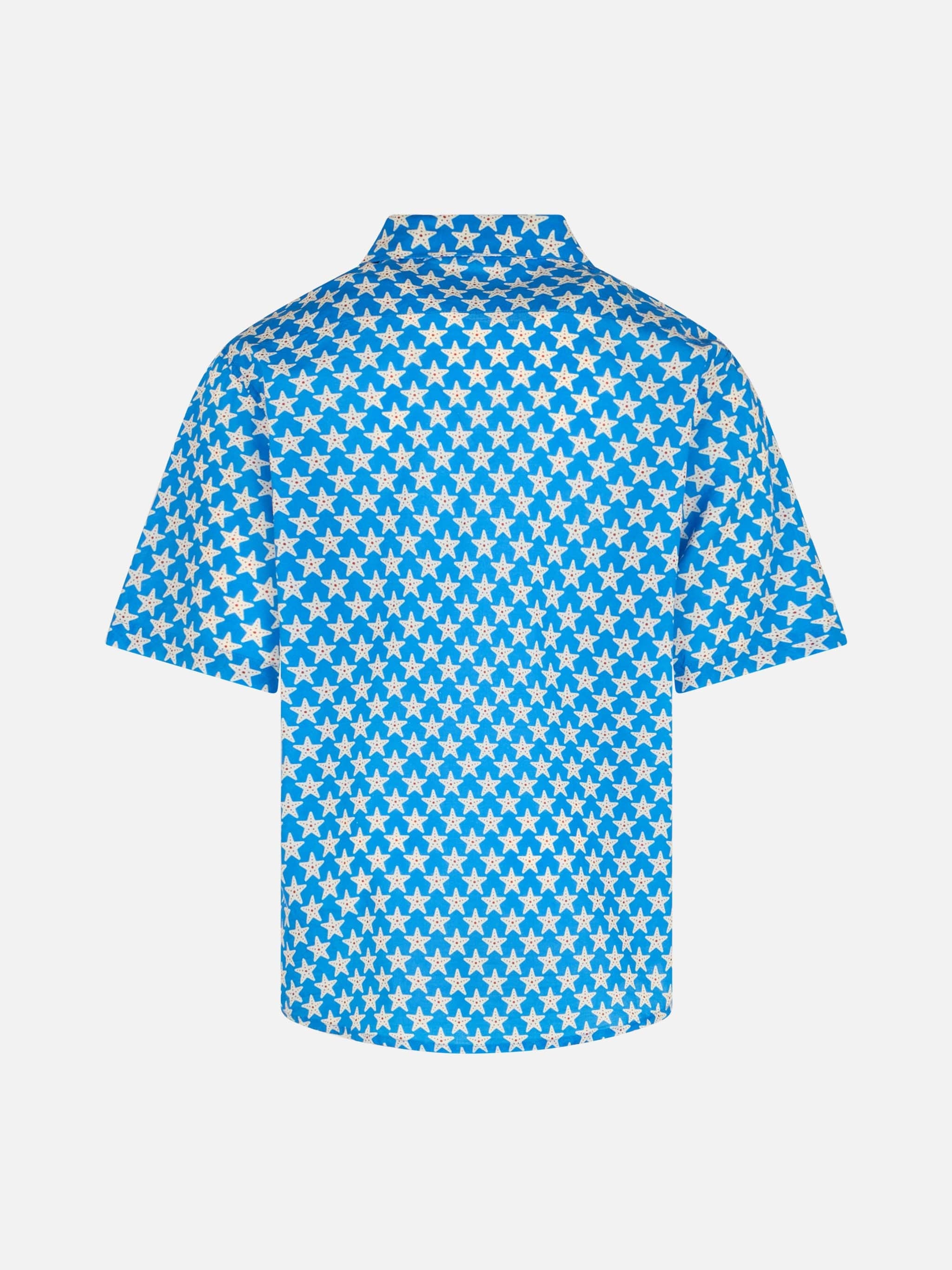 Blue Boy Muslin Cotton Shirt Sharouk With Seastar Print Sky