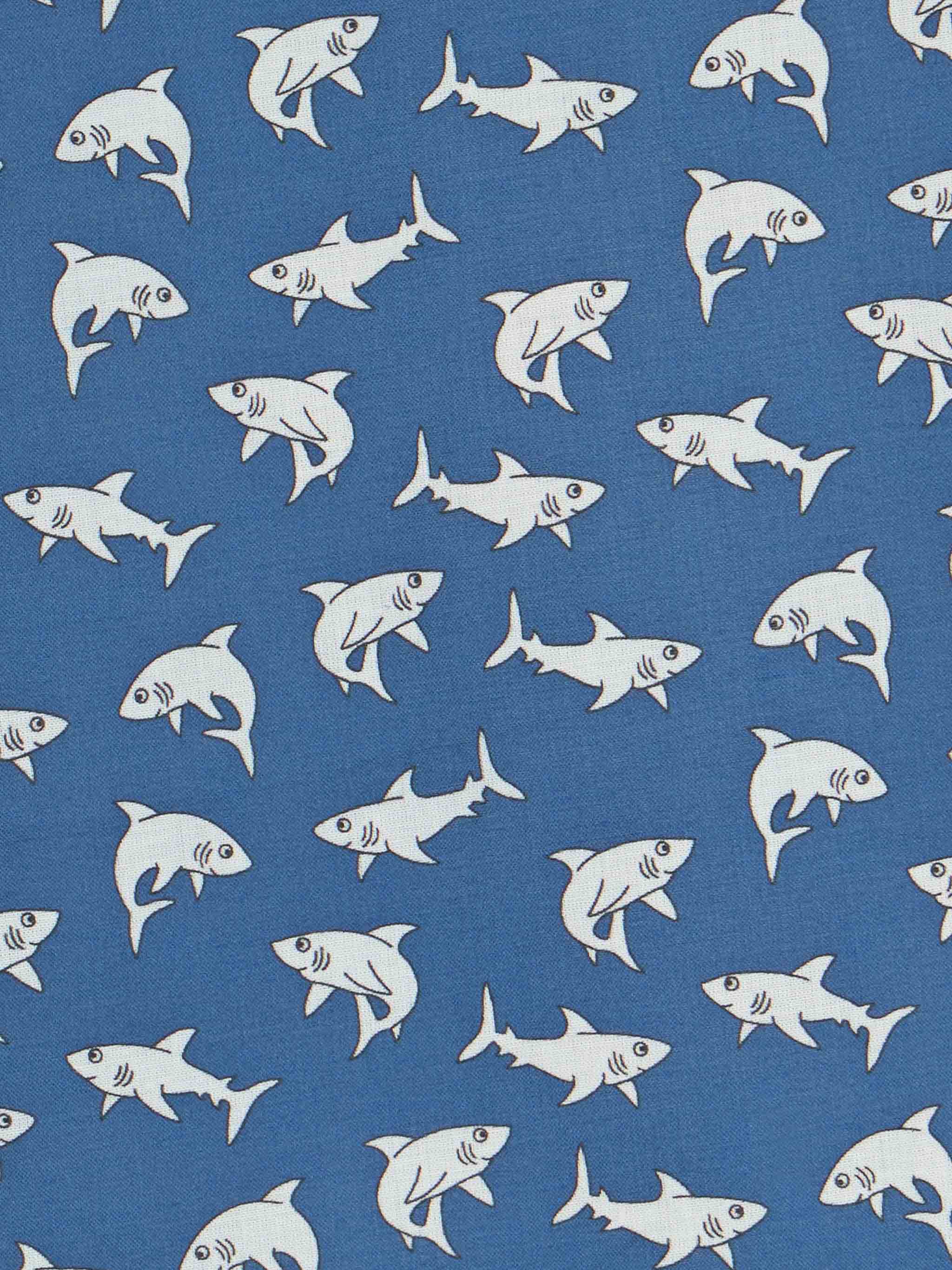 Blue Boy Muslin Cotton Shirt Sharouk With Shark Print