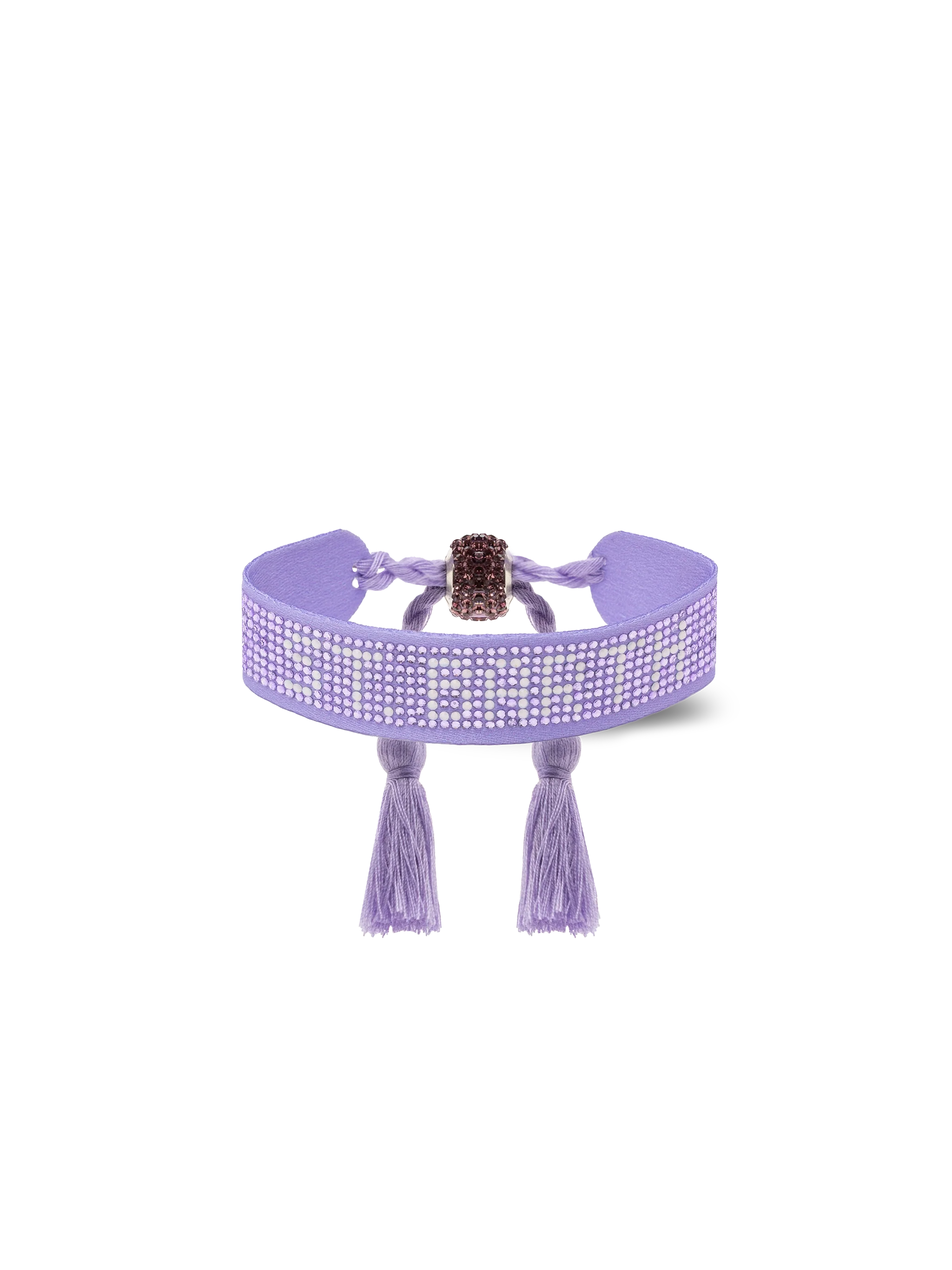 Lilac Rhinestones Bracelet With St. Barth Lettering Pink