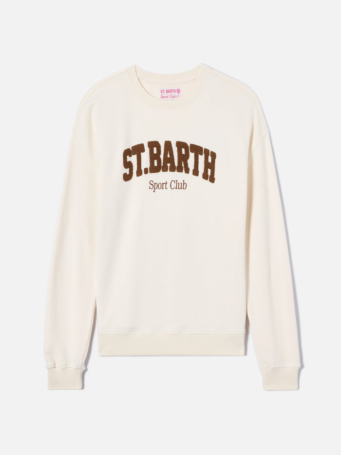 Cream Stardust Sweatshirt With Raised Terry-Effect Logo And Sport Club Embroidery White