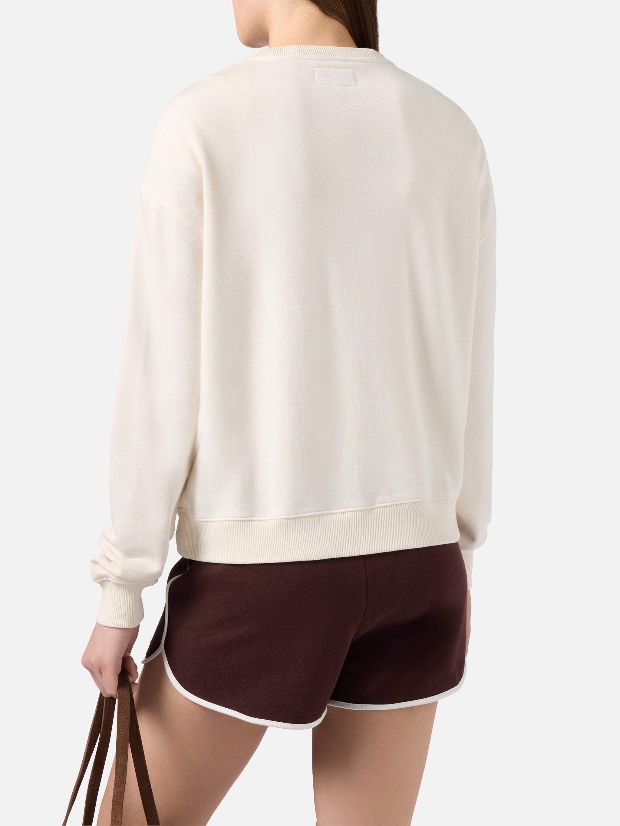Cream Stardust Sweatshirt With Raised Terry-Effect Logo And Sport Club Embroidery White