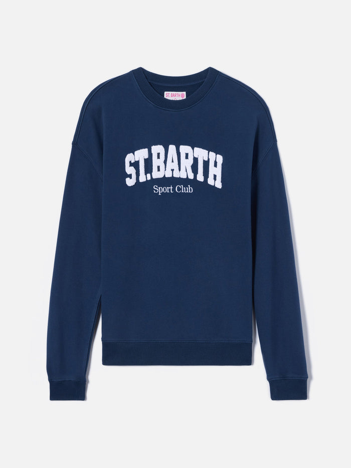 Blue Stardust Sweatshirt With Raised Terry-Effect Logo And Sport Club Embroidery