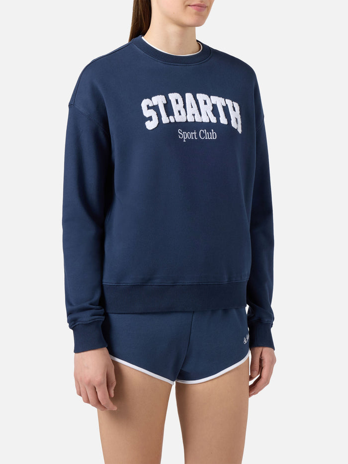 Blue Stardust Sweatshirt With Raised Terry-Effect Logo And Sport Club Embroidery