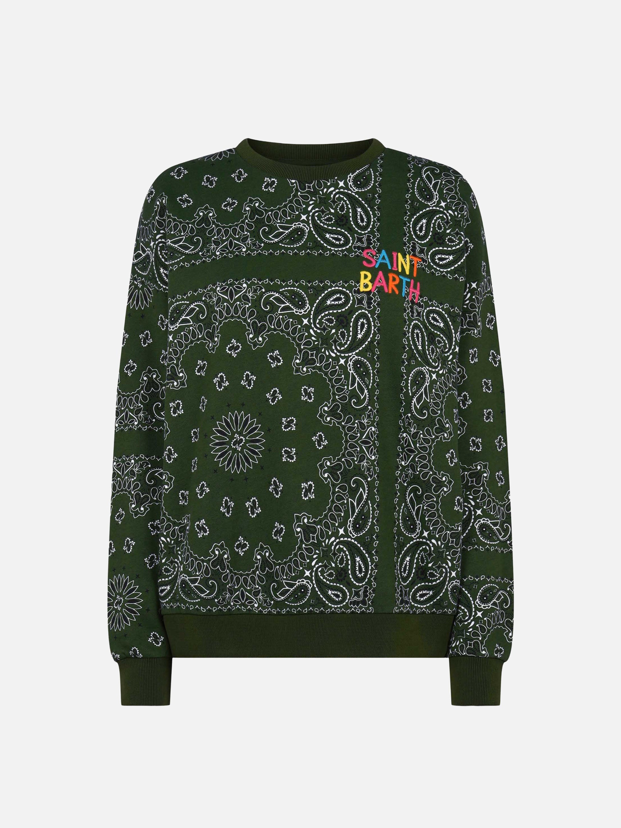 Stardust Green Bandana Print Cotton Sweatshirt