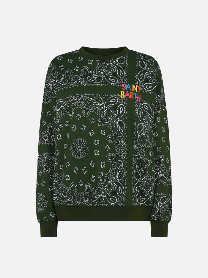 Stardust Green Bandana Print Cotton Sweatshirt
