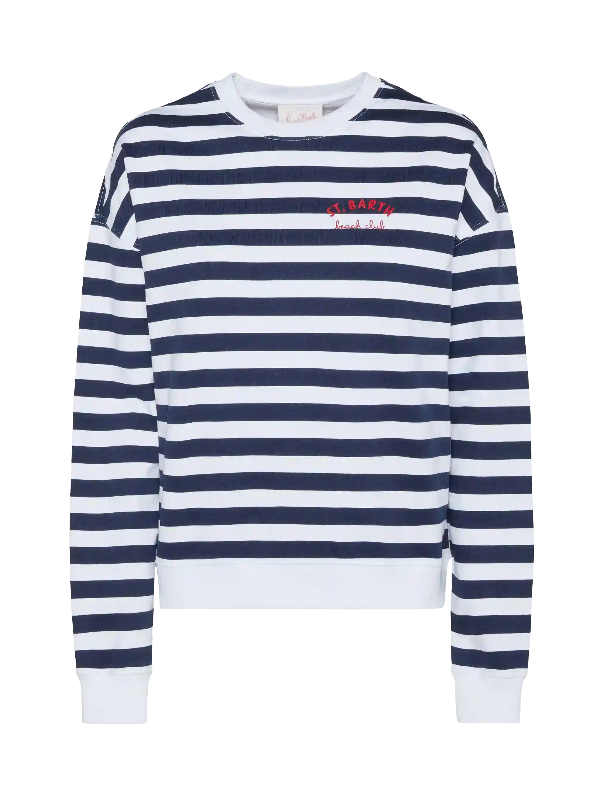 Stardust Light Cotton Sweatshirt With St. Barth Beach Club Embroidery Blue