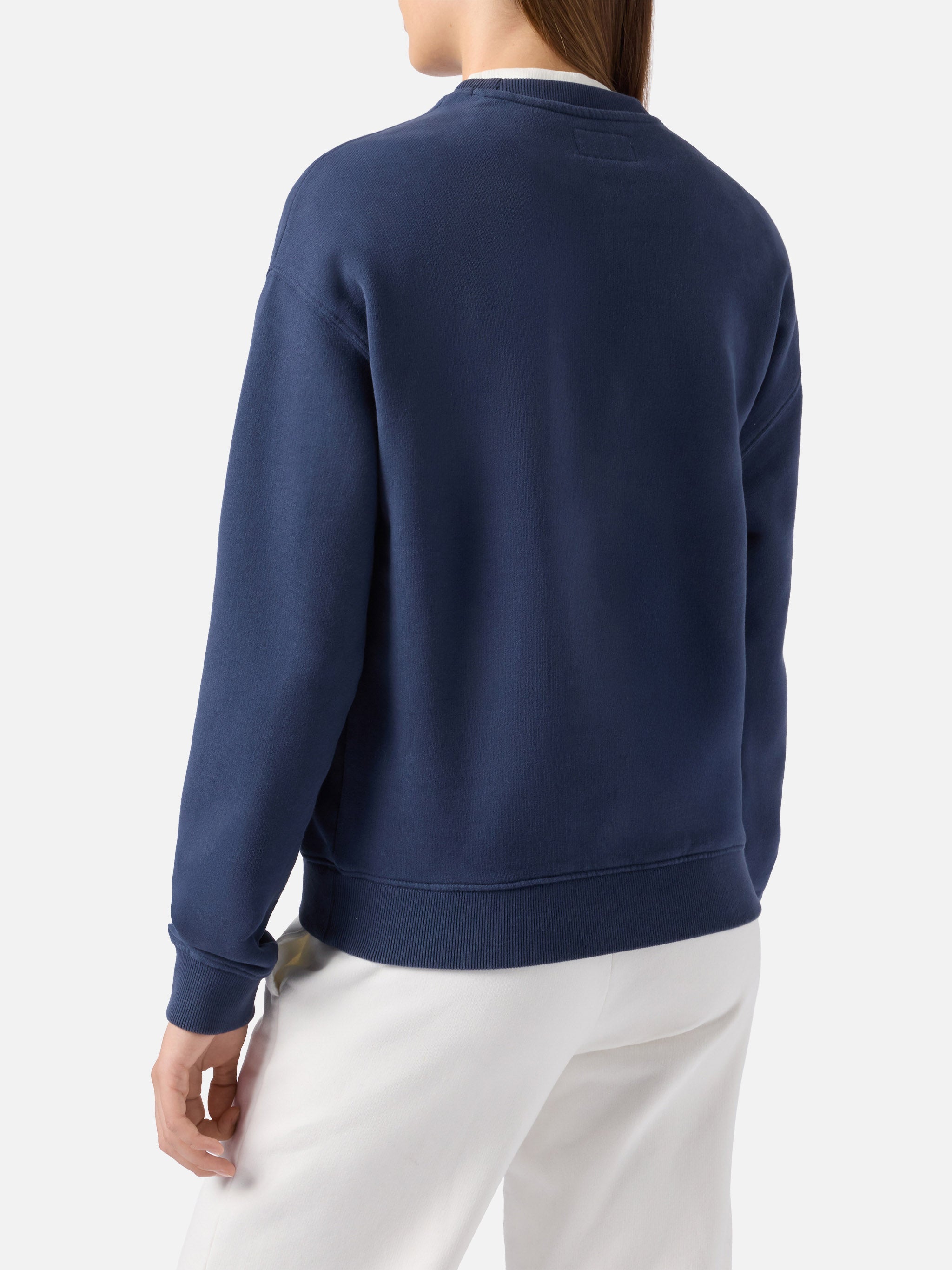 Stardust Cotton Sweatshirt Blue With St. Barth Sport Club Print