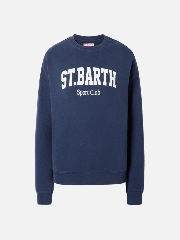 Stardust Cotton Sweatshirt Blue With St. Barth Sport Club Print