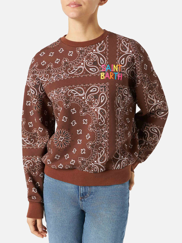 Brown Stardust Sweatshirt With Bandana Print
