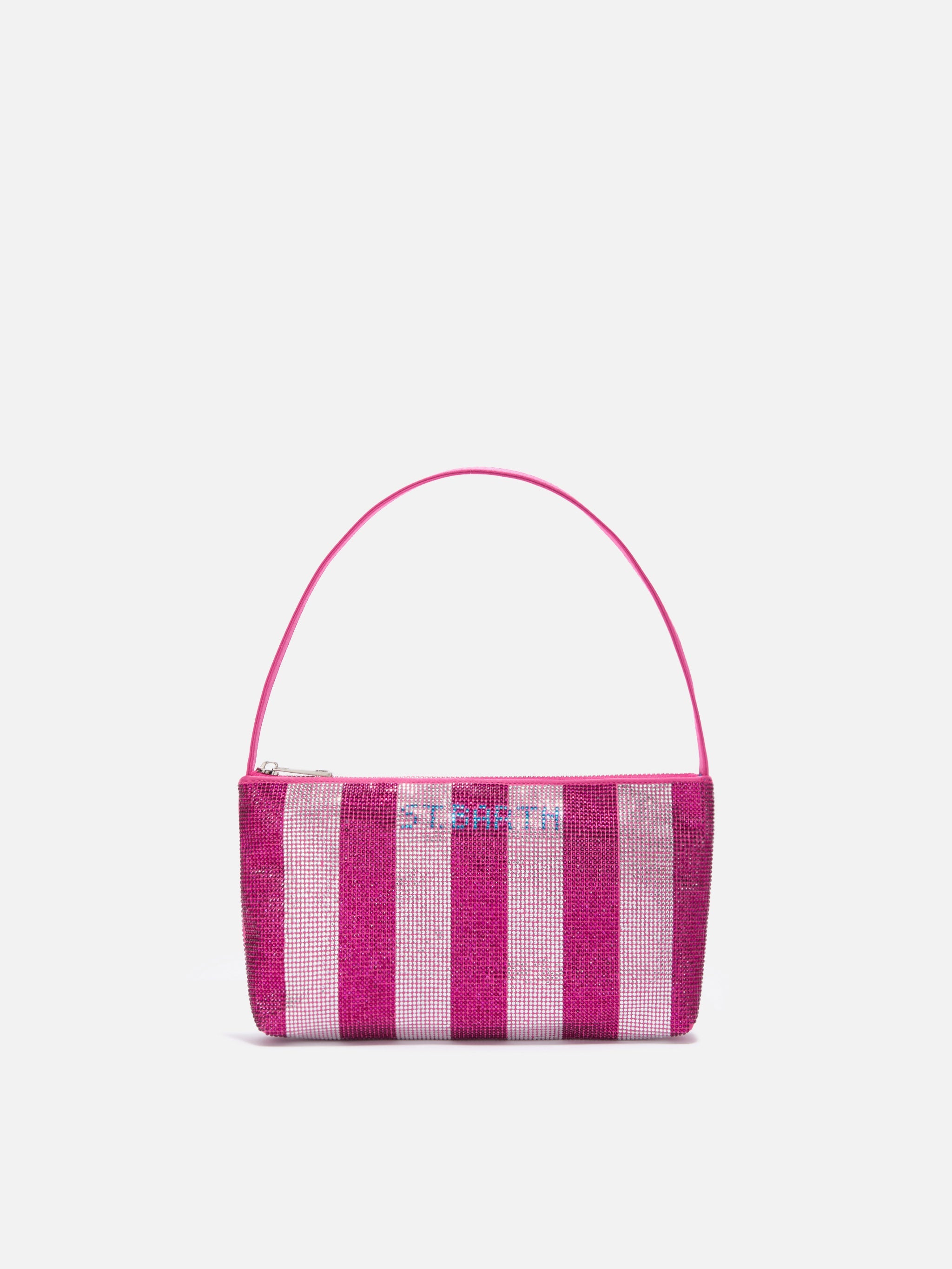 Mini Bag Strassy With Pink And Silver Rhinestones Rigato