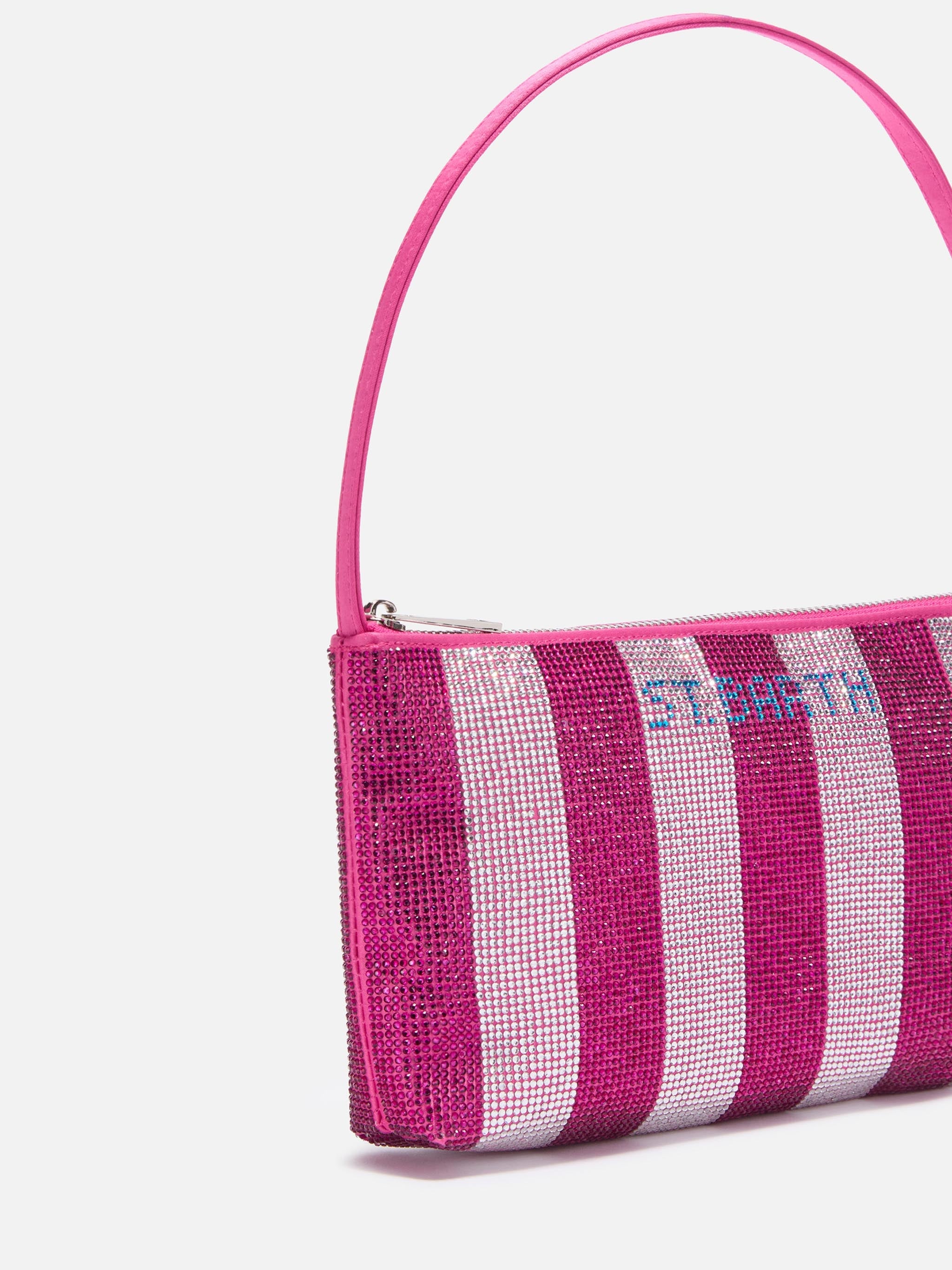 Mini Bag Strassy With Pink And Silver Rhinestones Rigato
