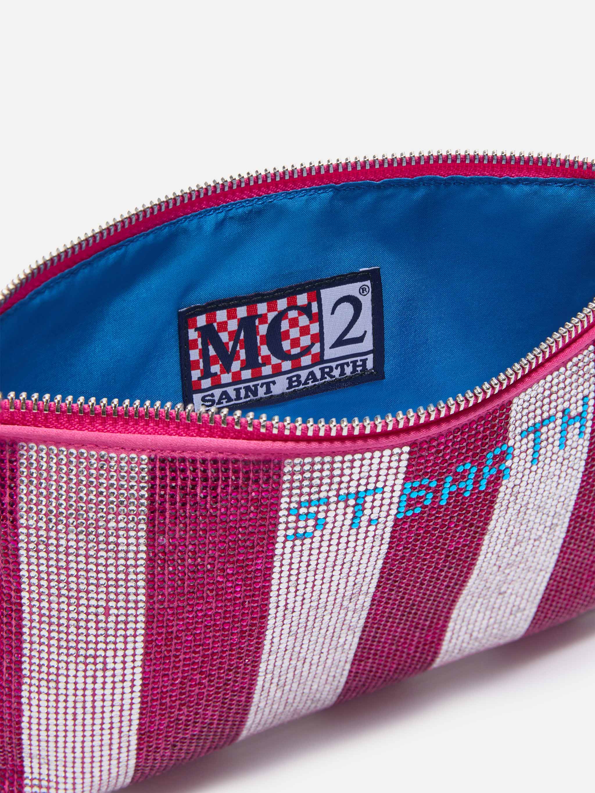Mini Bag Strassy With Pink And Silver Rhinestones Rigato
