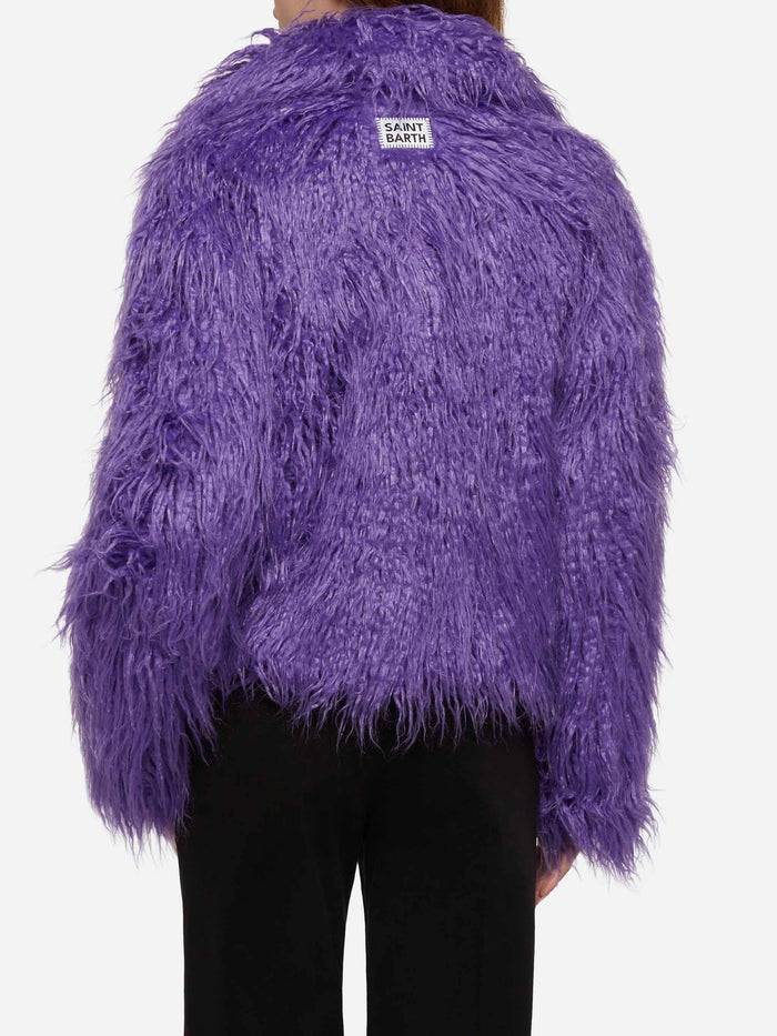 Purple Furry Short Jacket Sully Pink