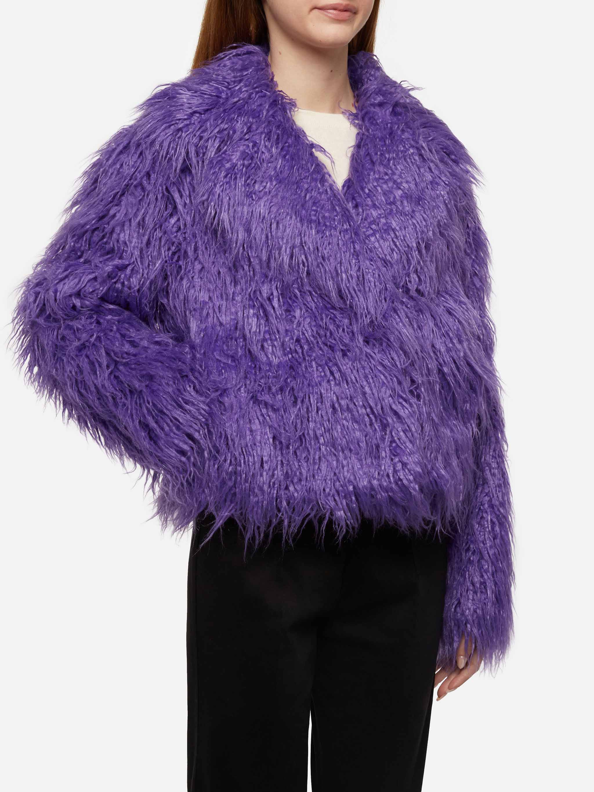Purple Furry Short Jacket Sully Pink