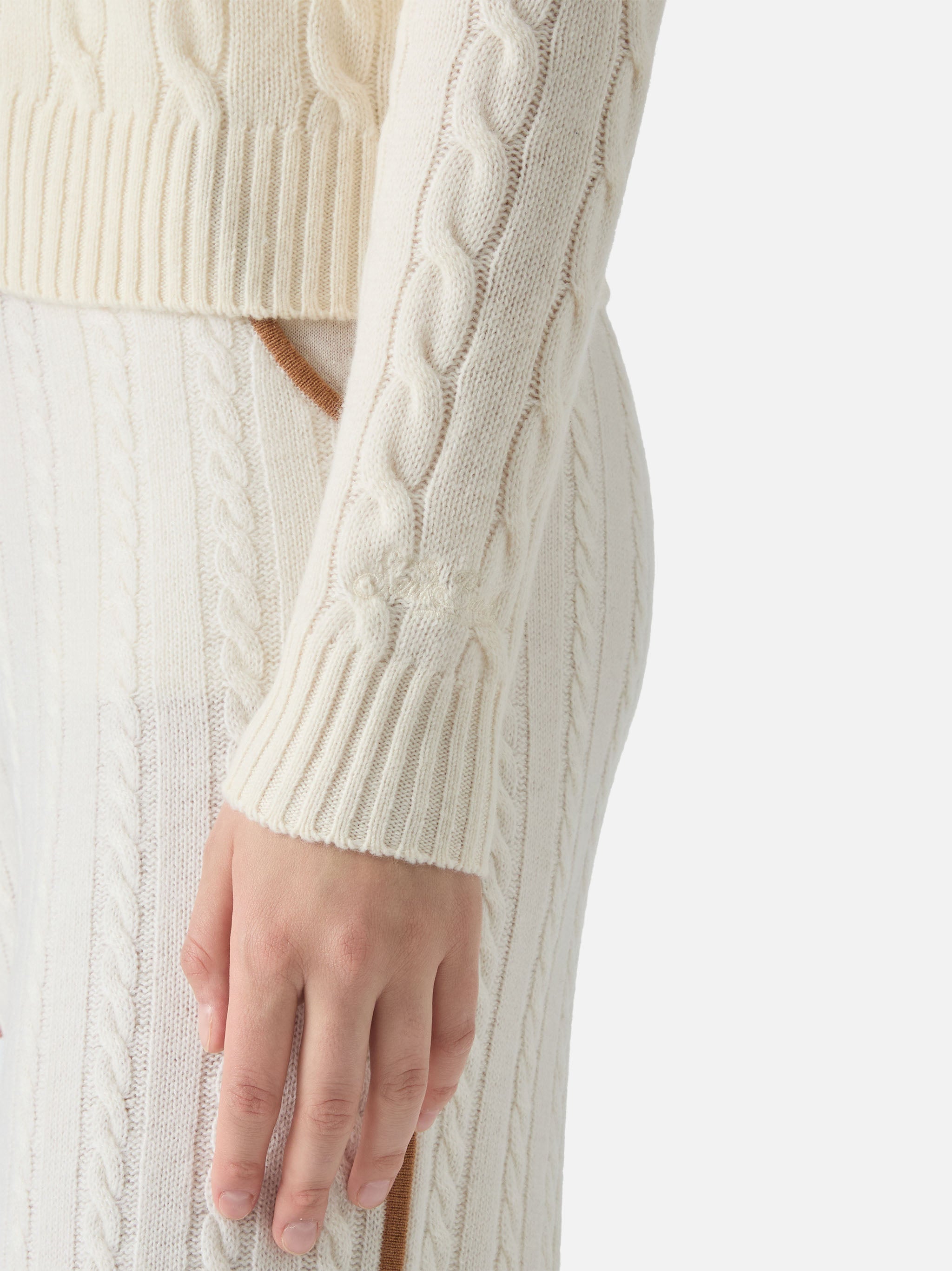 Savoy Soft-Touch Cable-Knit Merino Wool Polo Sweater White