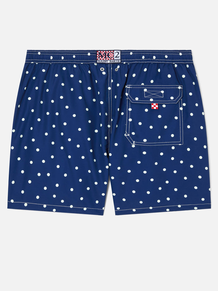 Syros Swim Shorts Blue With Polka Dot Embroidery Swimshort