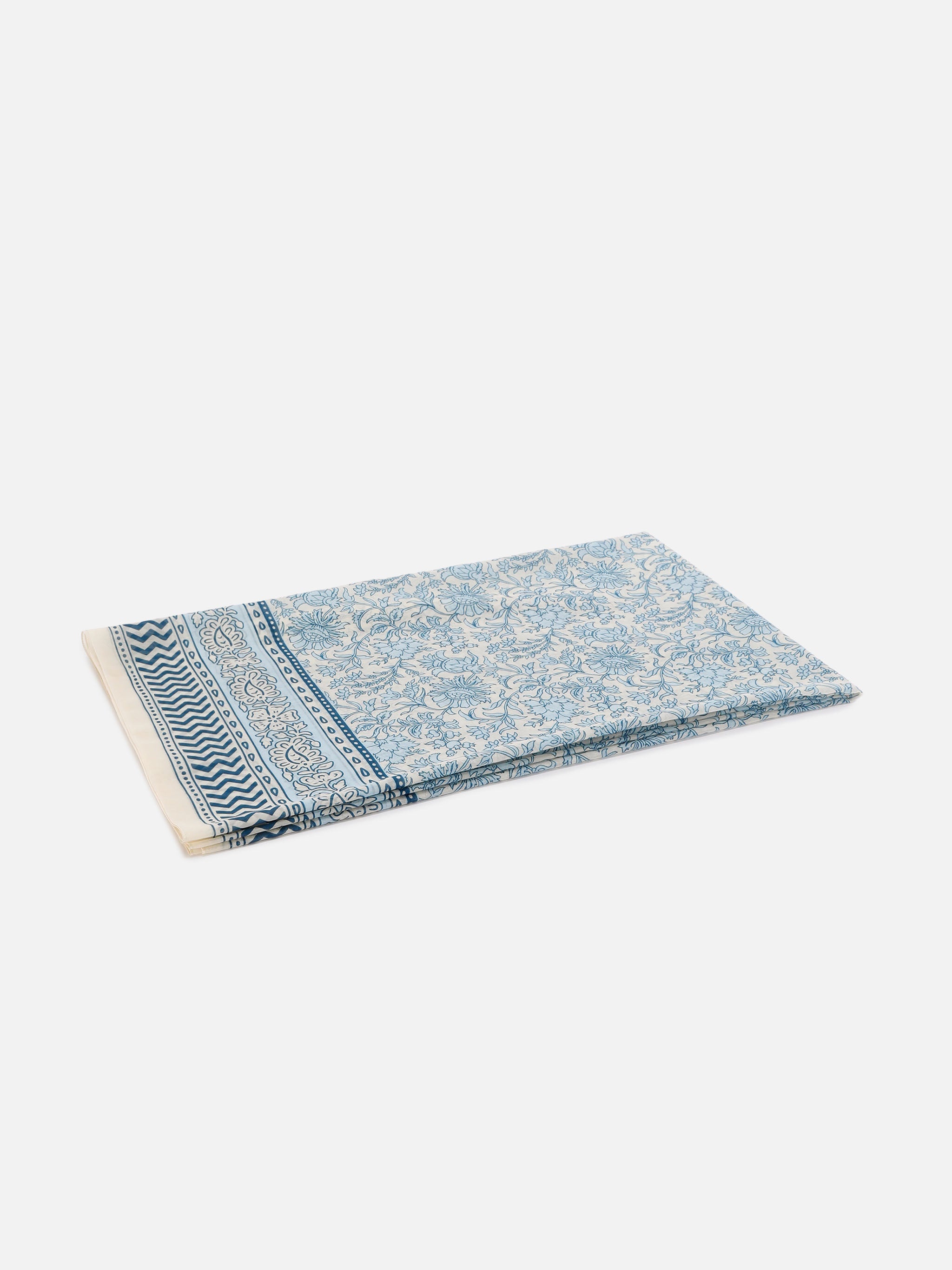 Thaiti Long Pareo Silk Blend With Floral Batik Print White Sarong