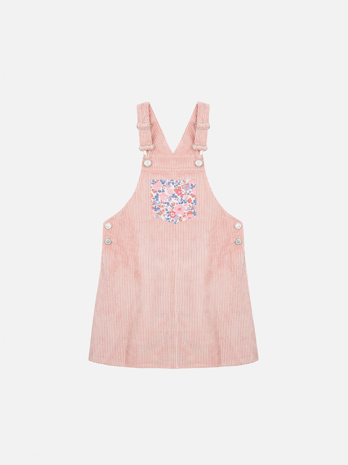 Girl Pink Corduroy Overall Tecla With Flower Panel White Overalls